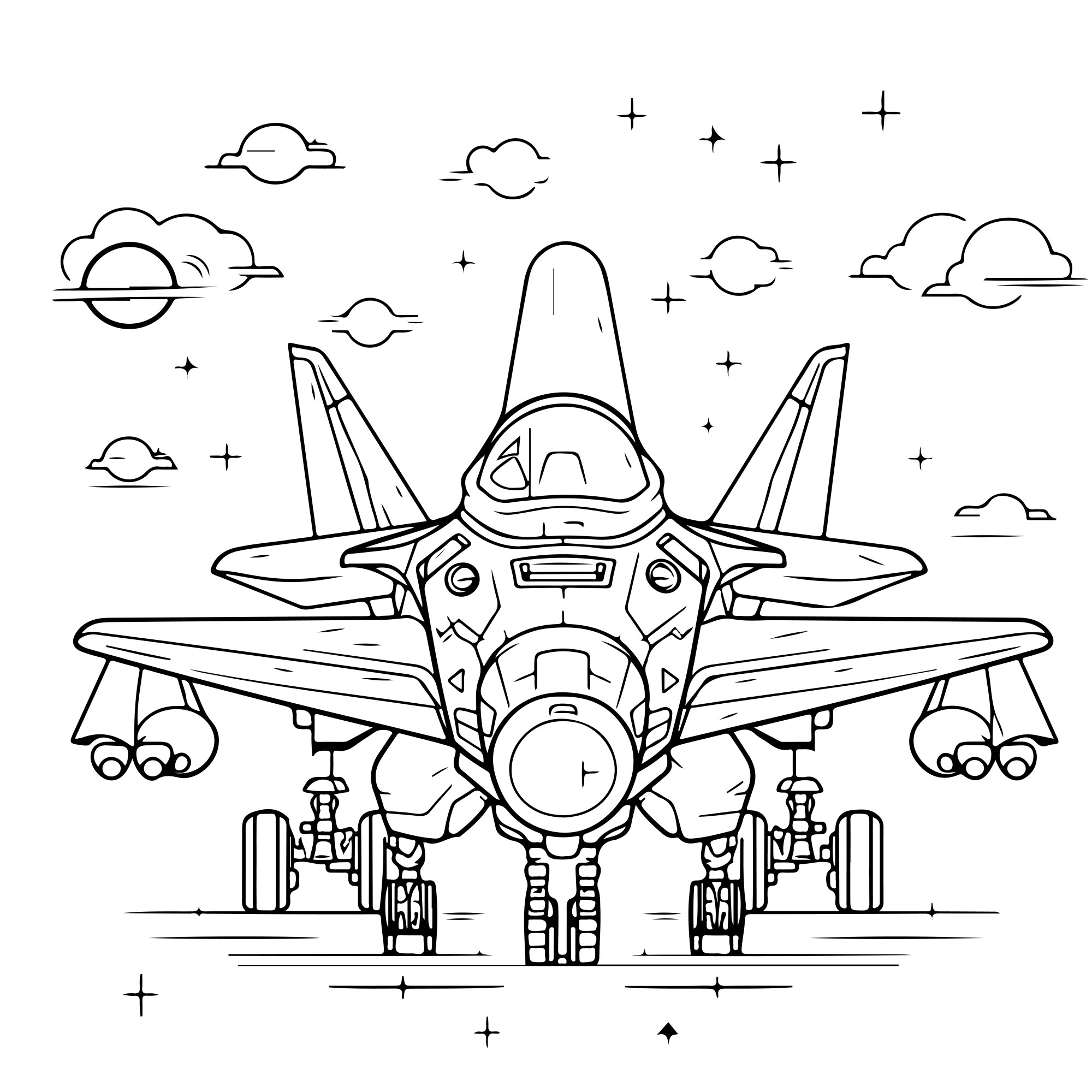 Раскраска для детей: истребитель «Воздушный охотник»