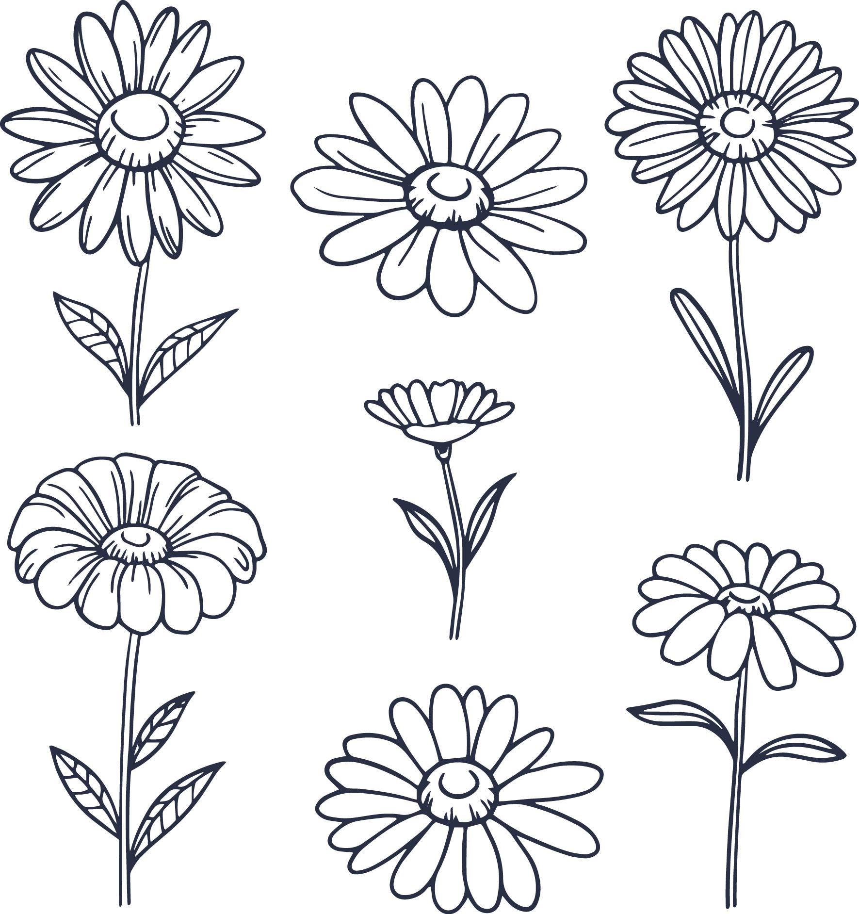 Раскраска для детей: семь сказочных цветочков