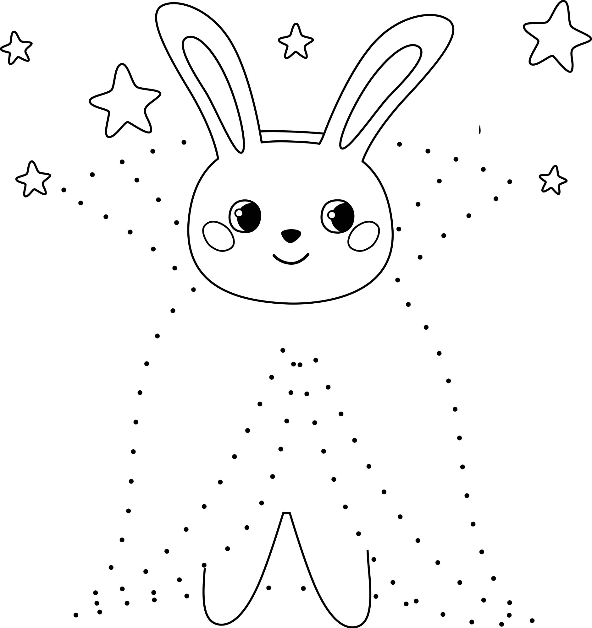 Раскраска для детей: кролик в костюме вампира по точкам