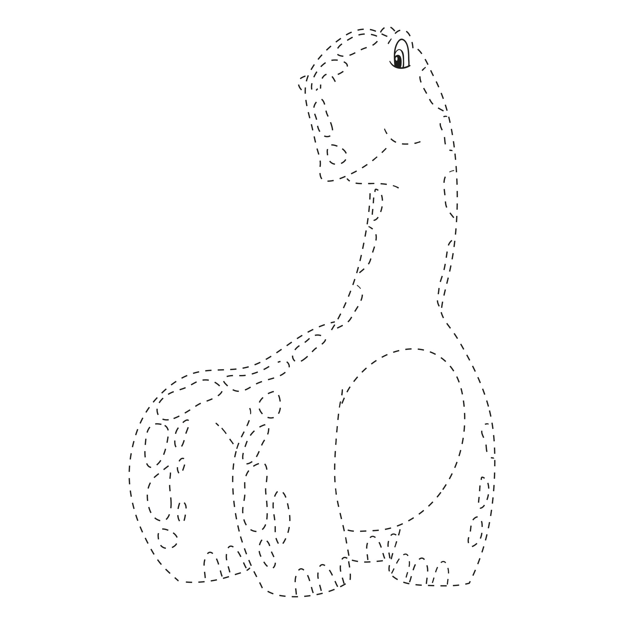 Раскраска для детей: динозавр по точкам