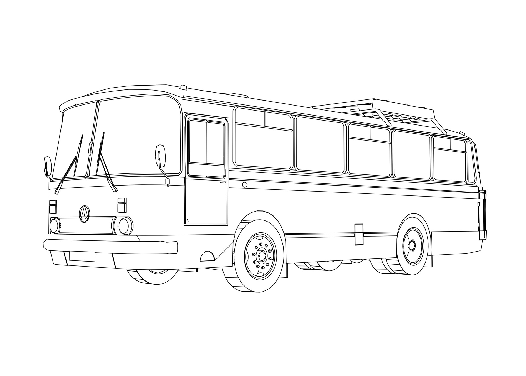 Раскраска для детей: старый автобус ЛиАЗ