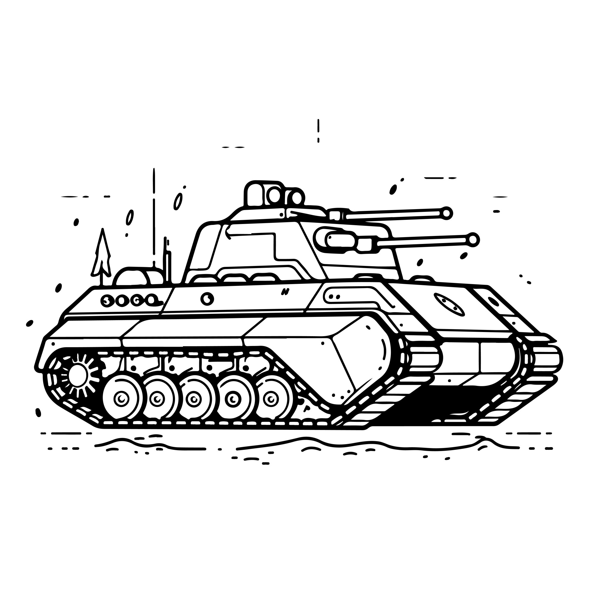Раскраска для детей: танк в пустыне