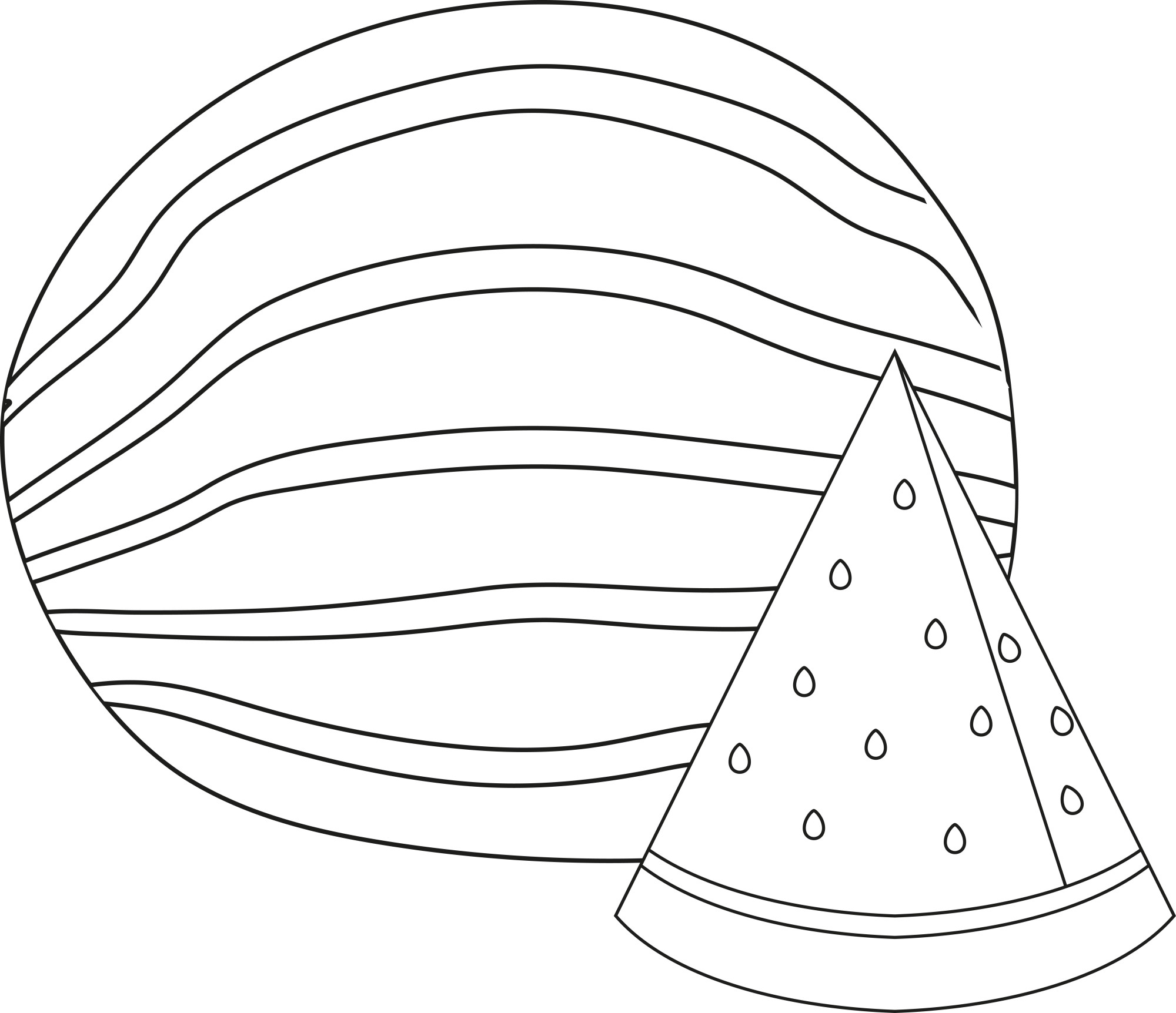 Раскраска для детей: арбуз и треугольный ломтик