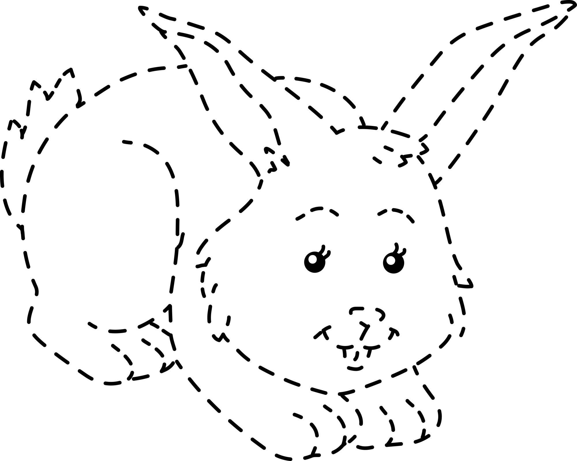 Раскраска для детей: кролик по точкам
