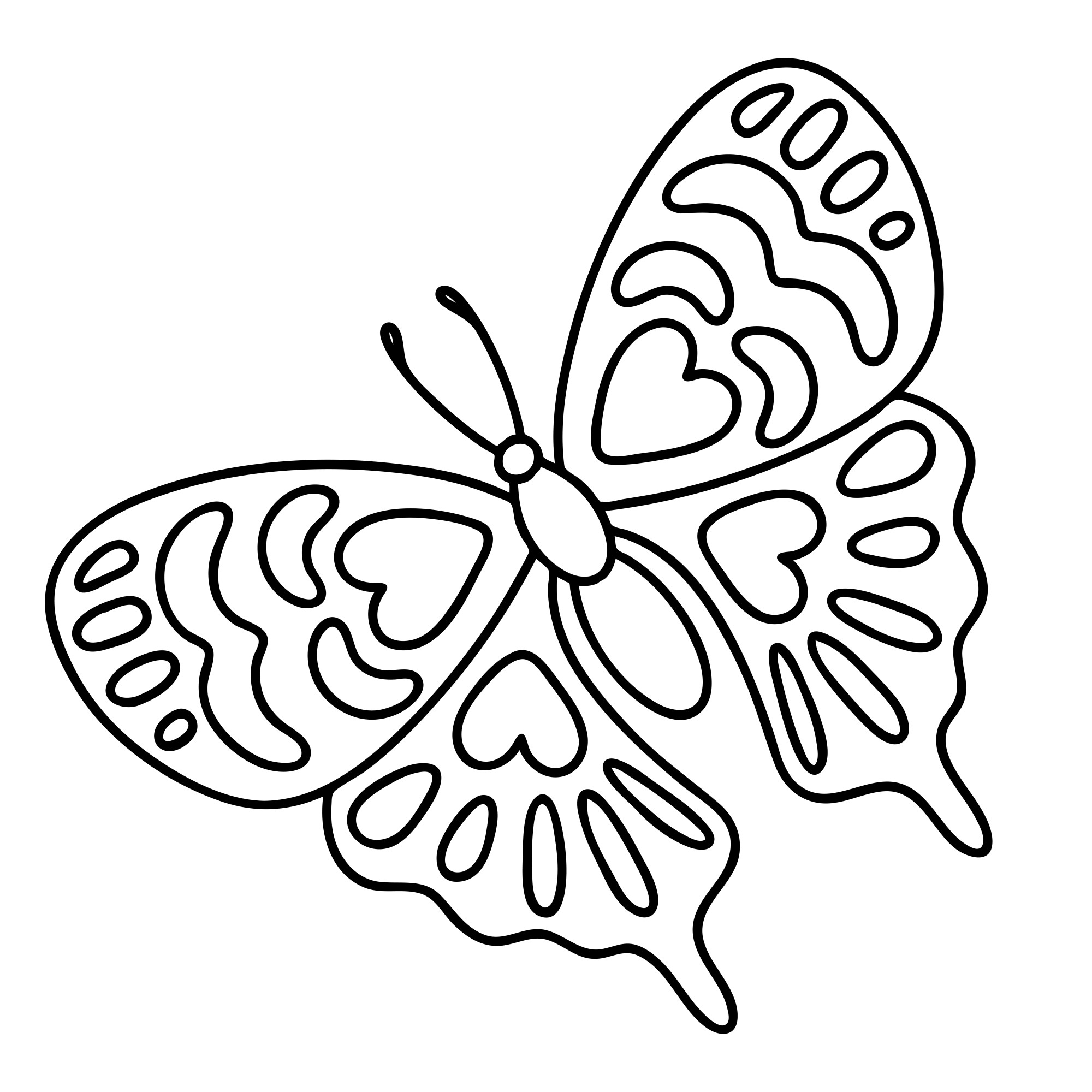 Раскраска для детей: красивый контур бабочки