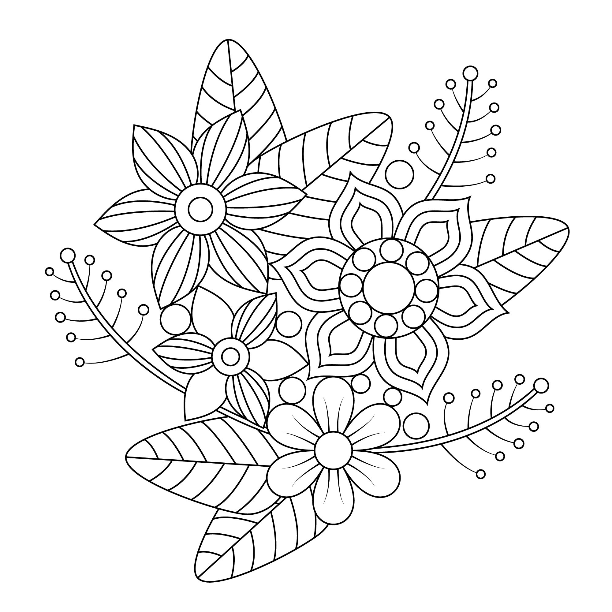 Раскраска для детей: мандала цветок