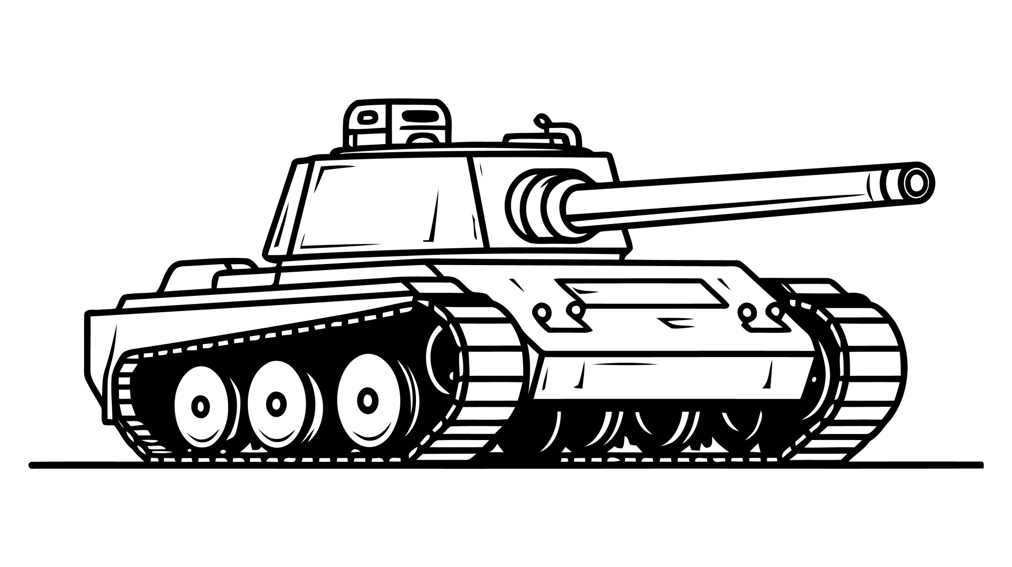 Раскраска для детей: танк «Бронированный герой»
