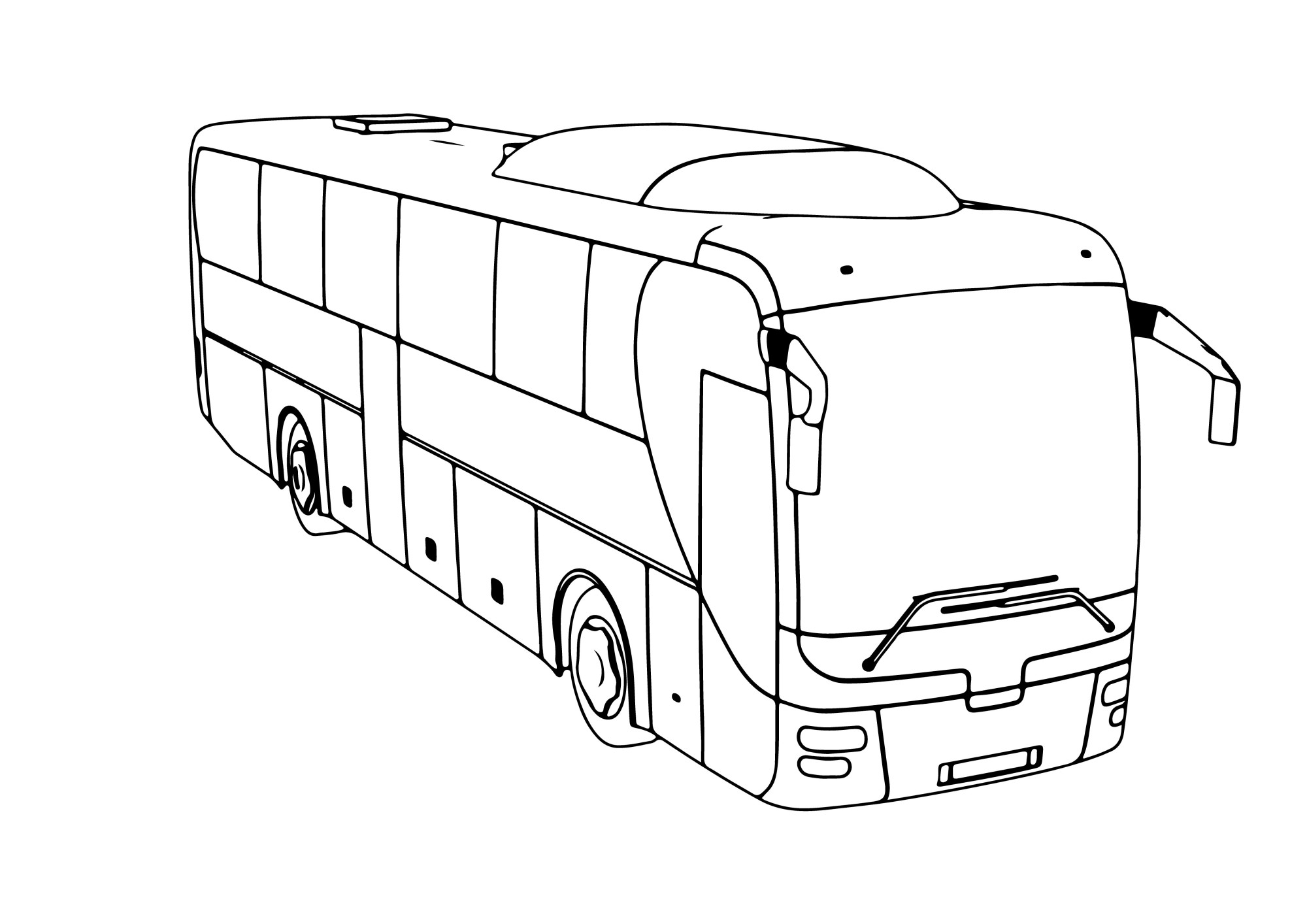 Раскраска для детей: длинный рейсовый автобус