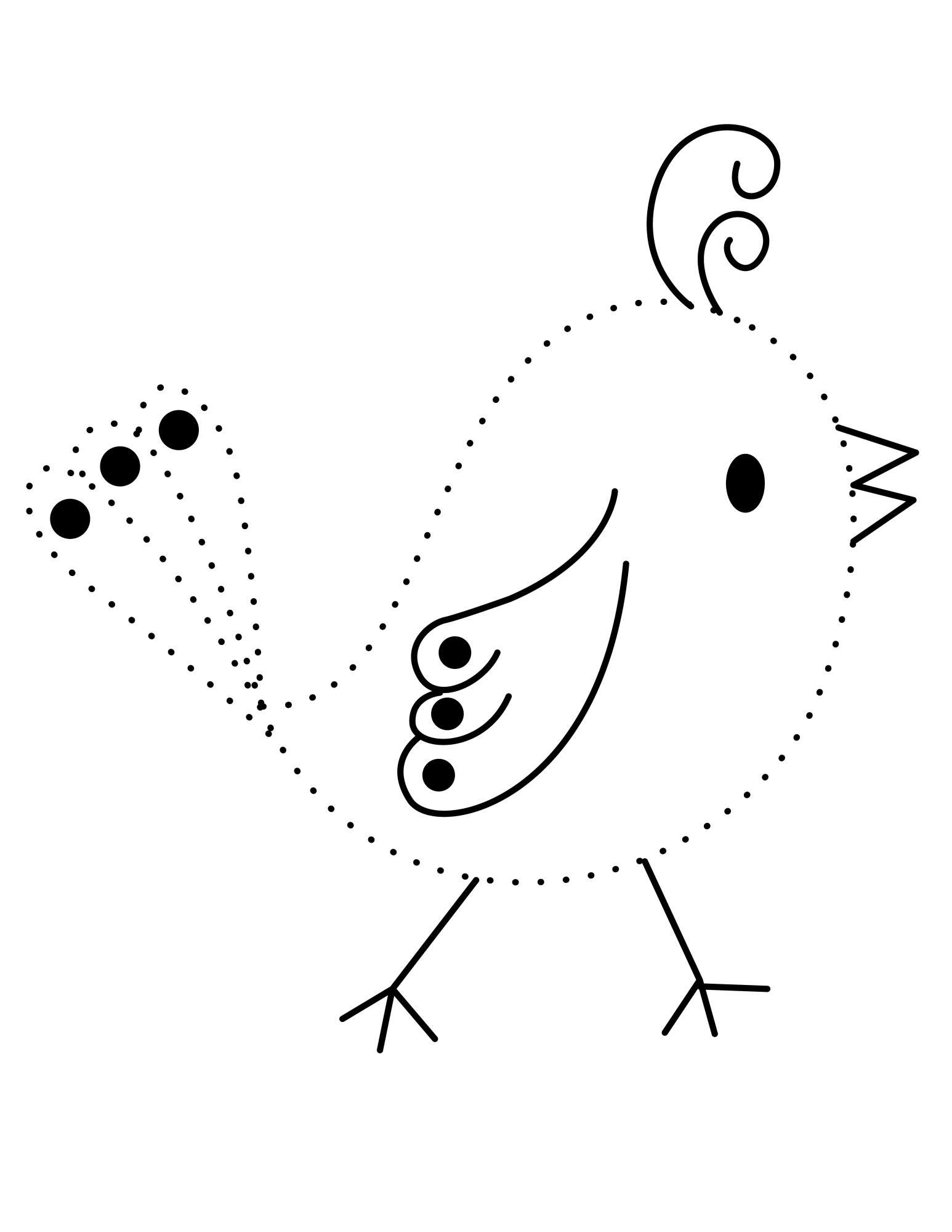 Раскраска для детей: птичка по точкам