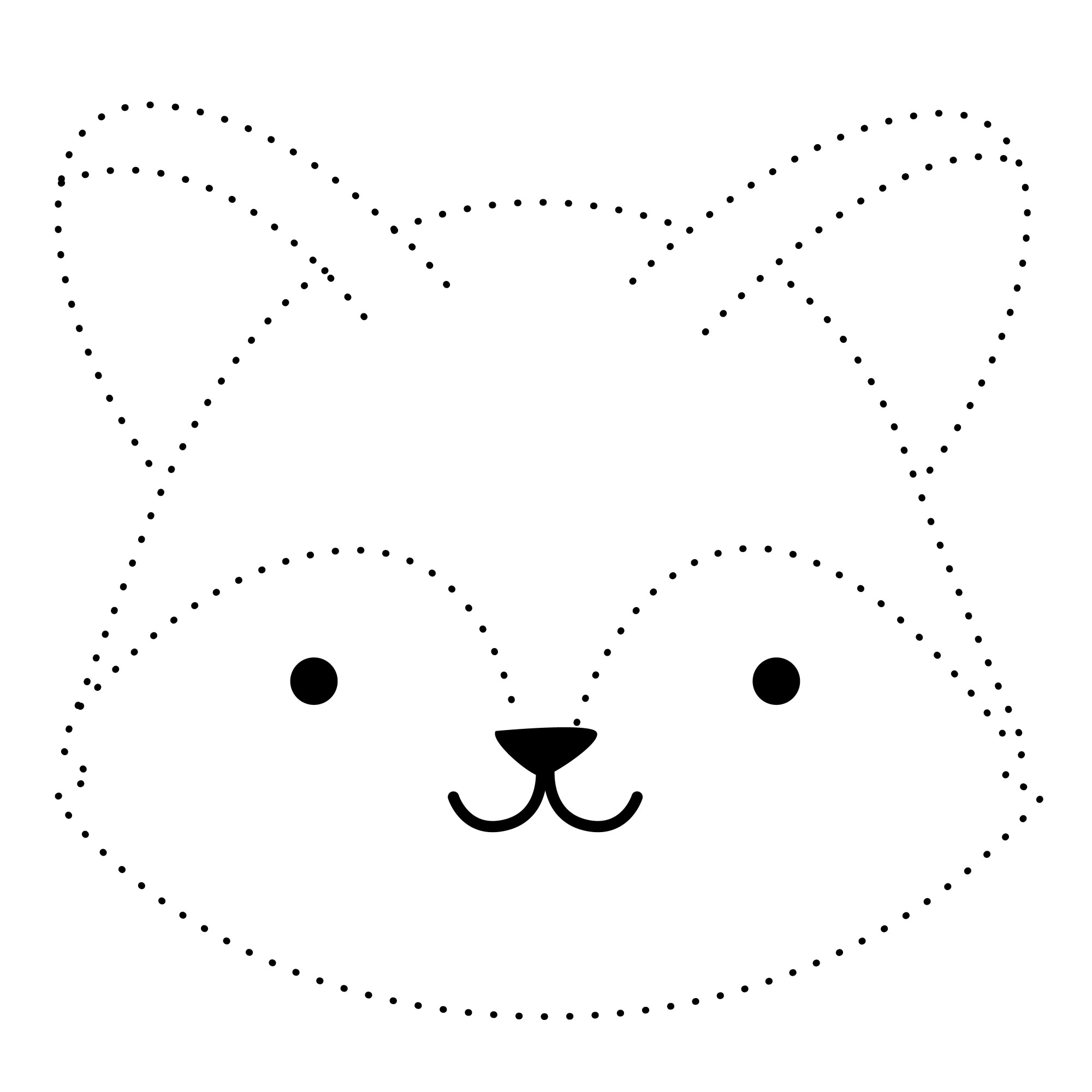 Раскраска для детей: мордочка лисицы по точкам