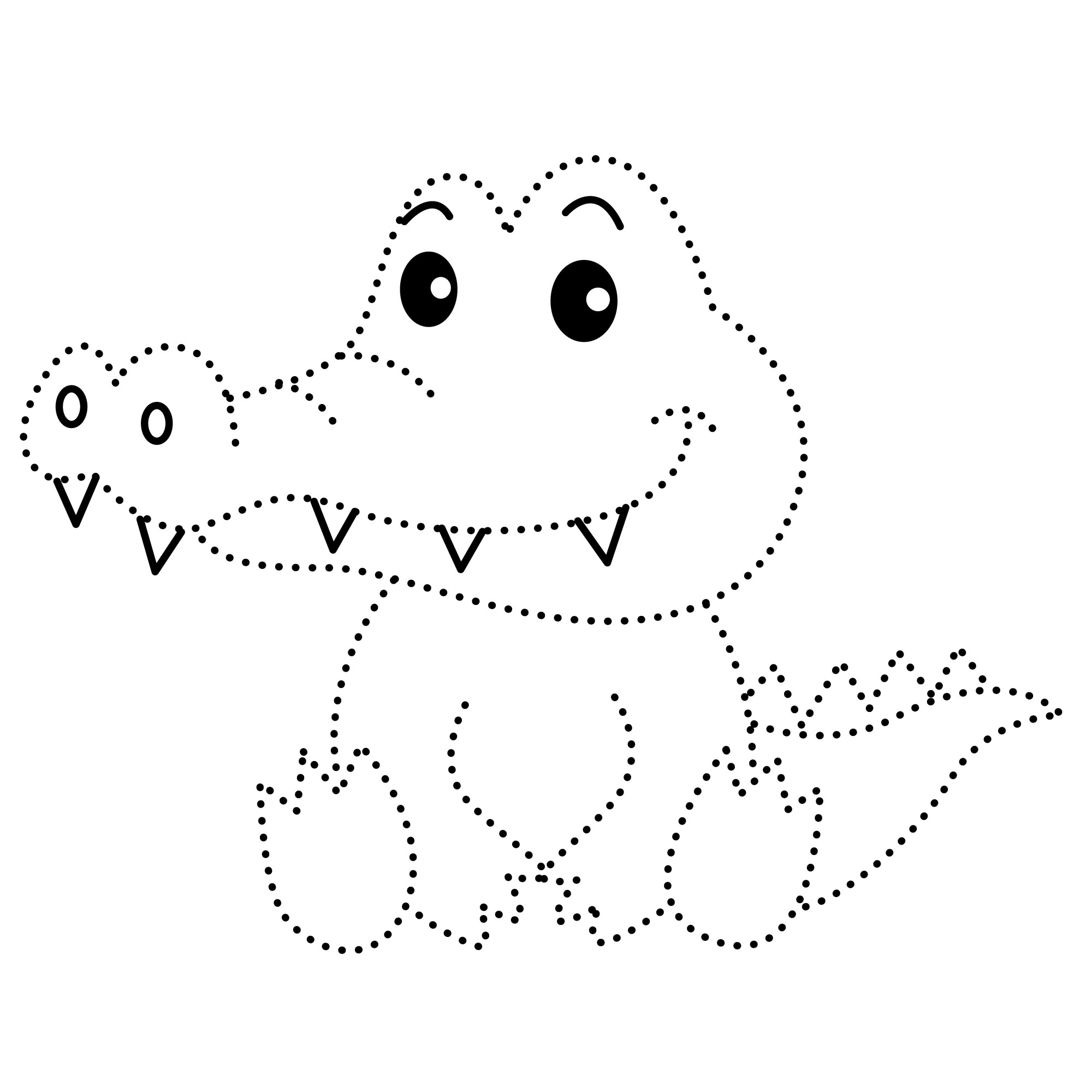 Раскраска для детей: крокодил из мультфильма по точкам