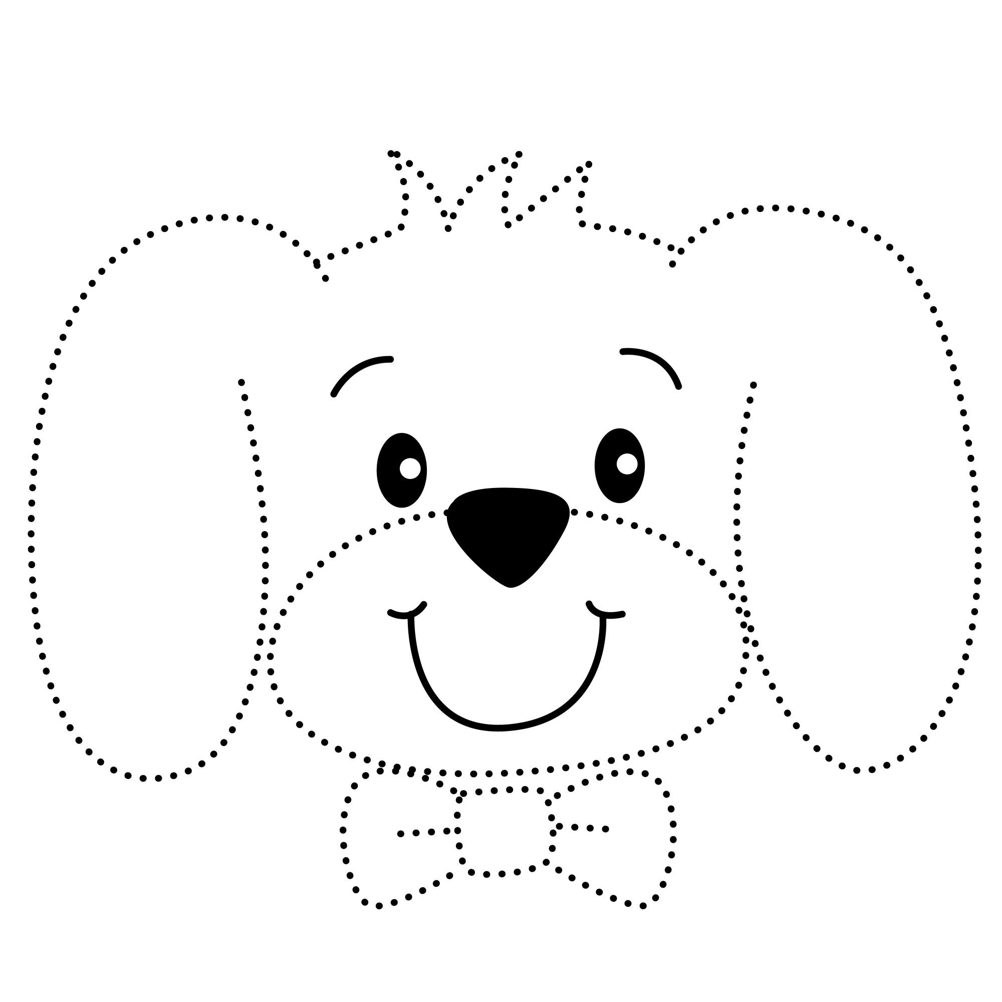 Раскраска для детей: мордочка собаки по точкам
