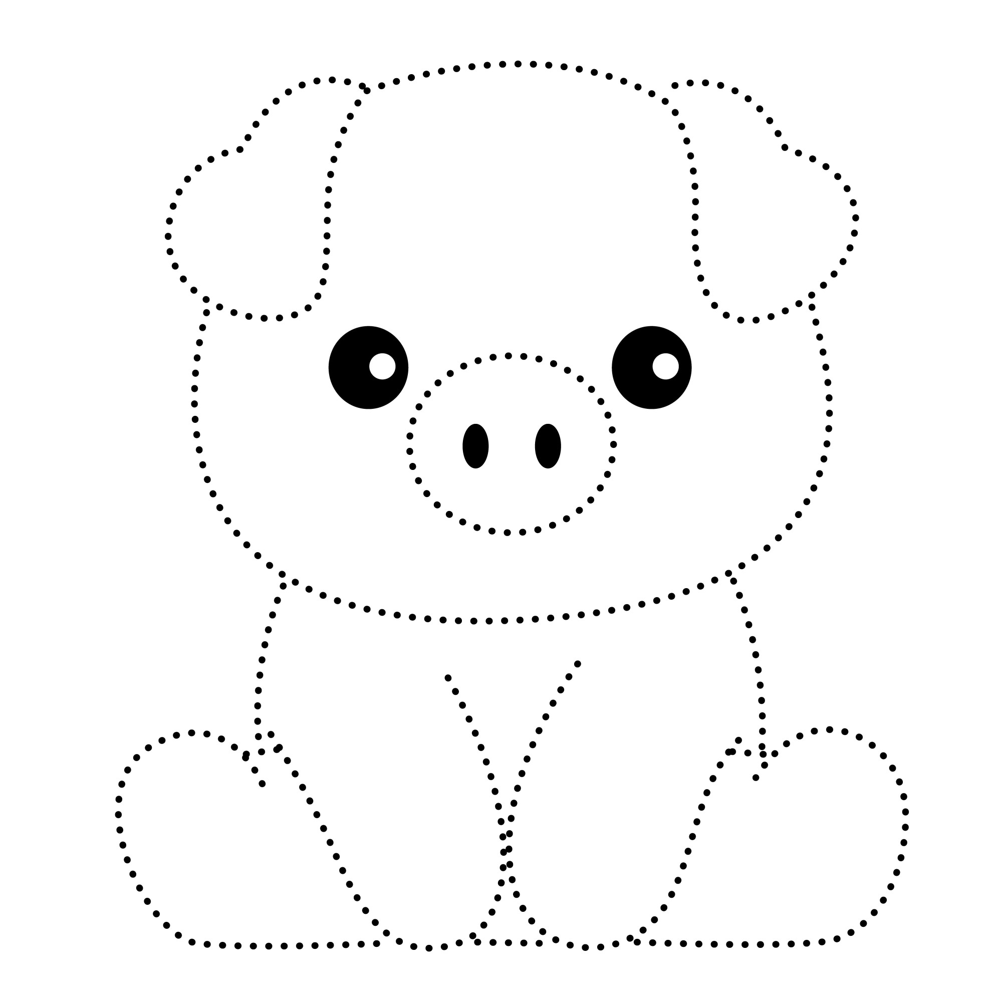 Раскраска для детей: свинка по точкам