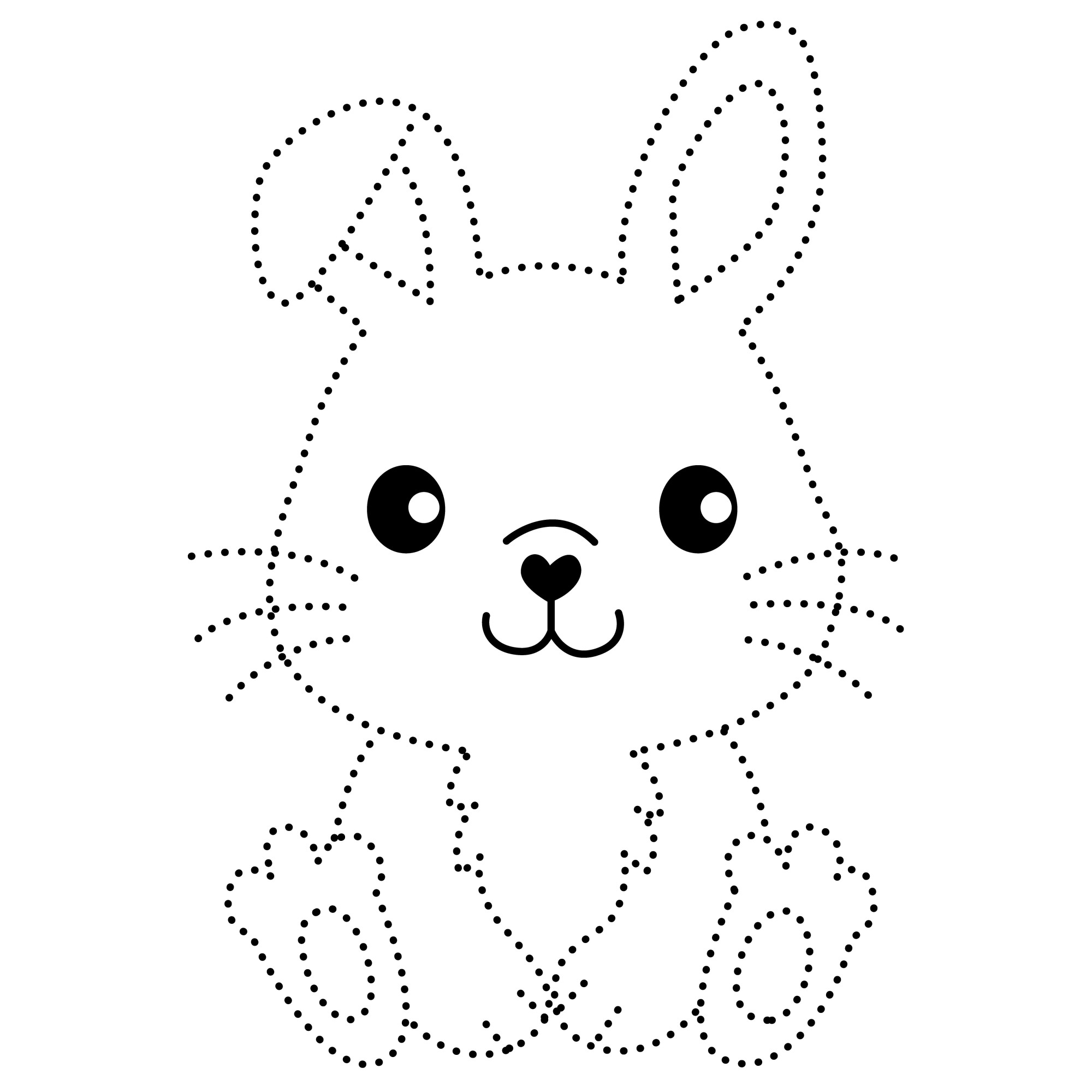 Раскраска для детей: маленький кролик по точкам
