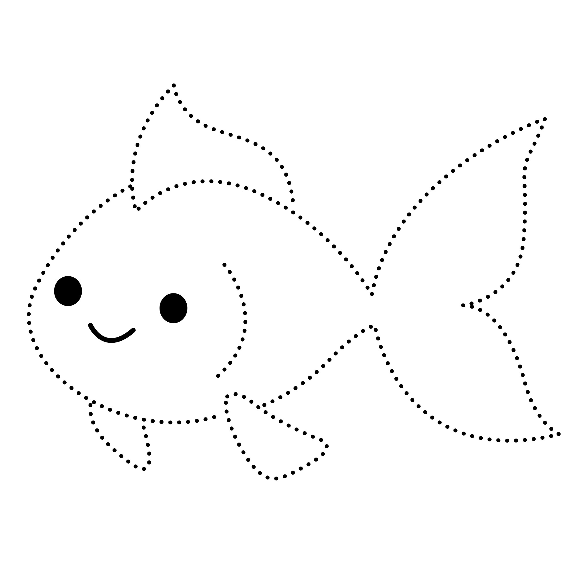 Раскраска для детей: милая рыбка по точкам