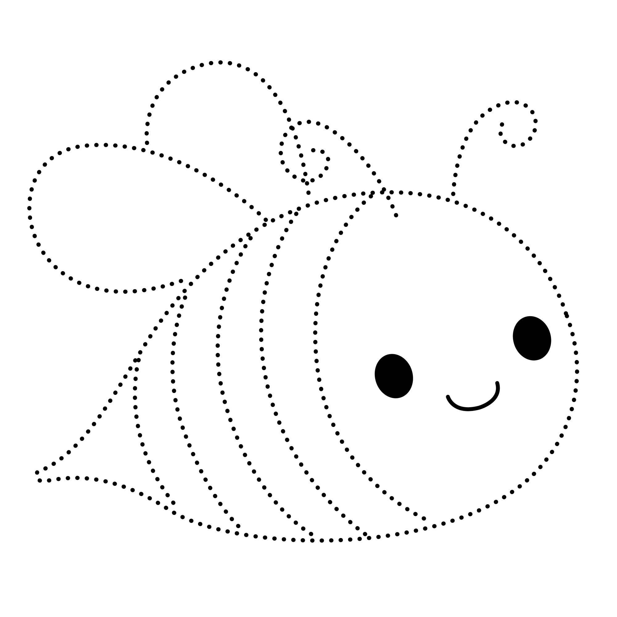 Раскраска для детей: мультяшная пчела по точкам