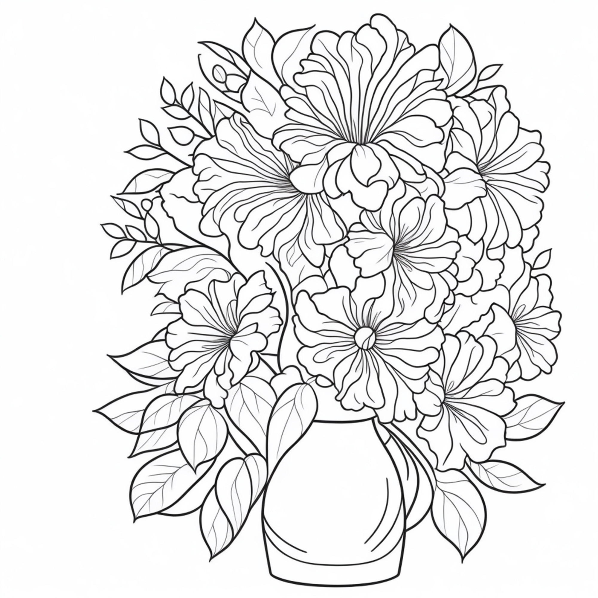 Раскраска для детей: натюрморт цветы в вазе