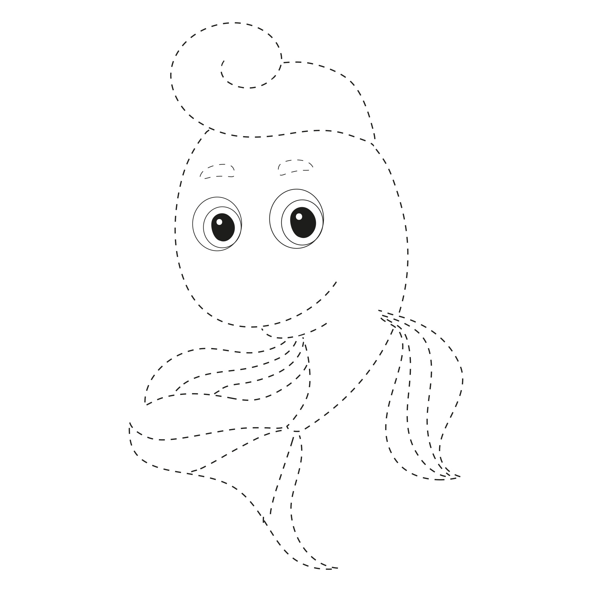 Раскраска для детей: танцующая рыбка по точкам