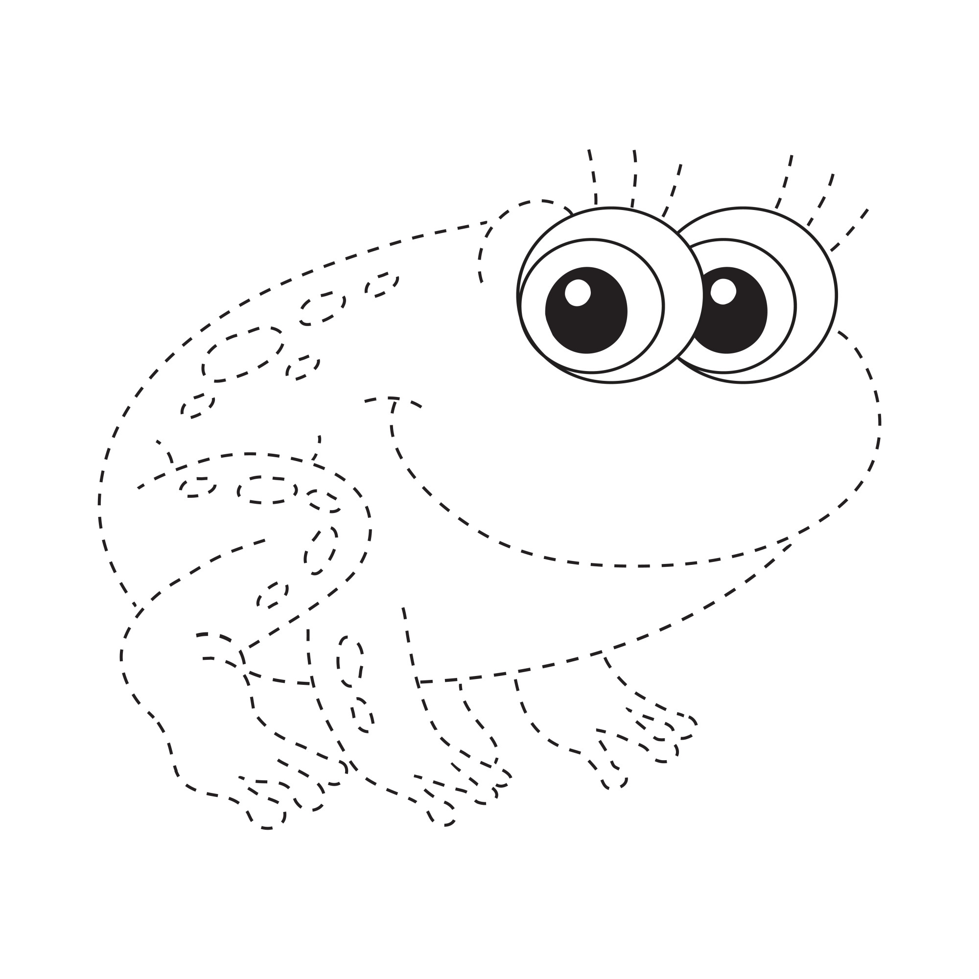 Раскраска для детей: лягушка по точкам