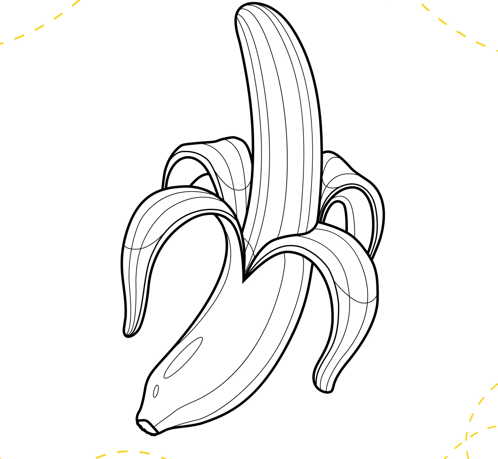 Раскраска для детей: очищенный банан