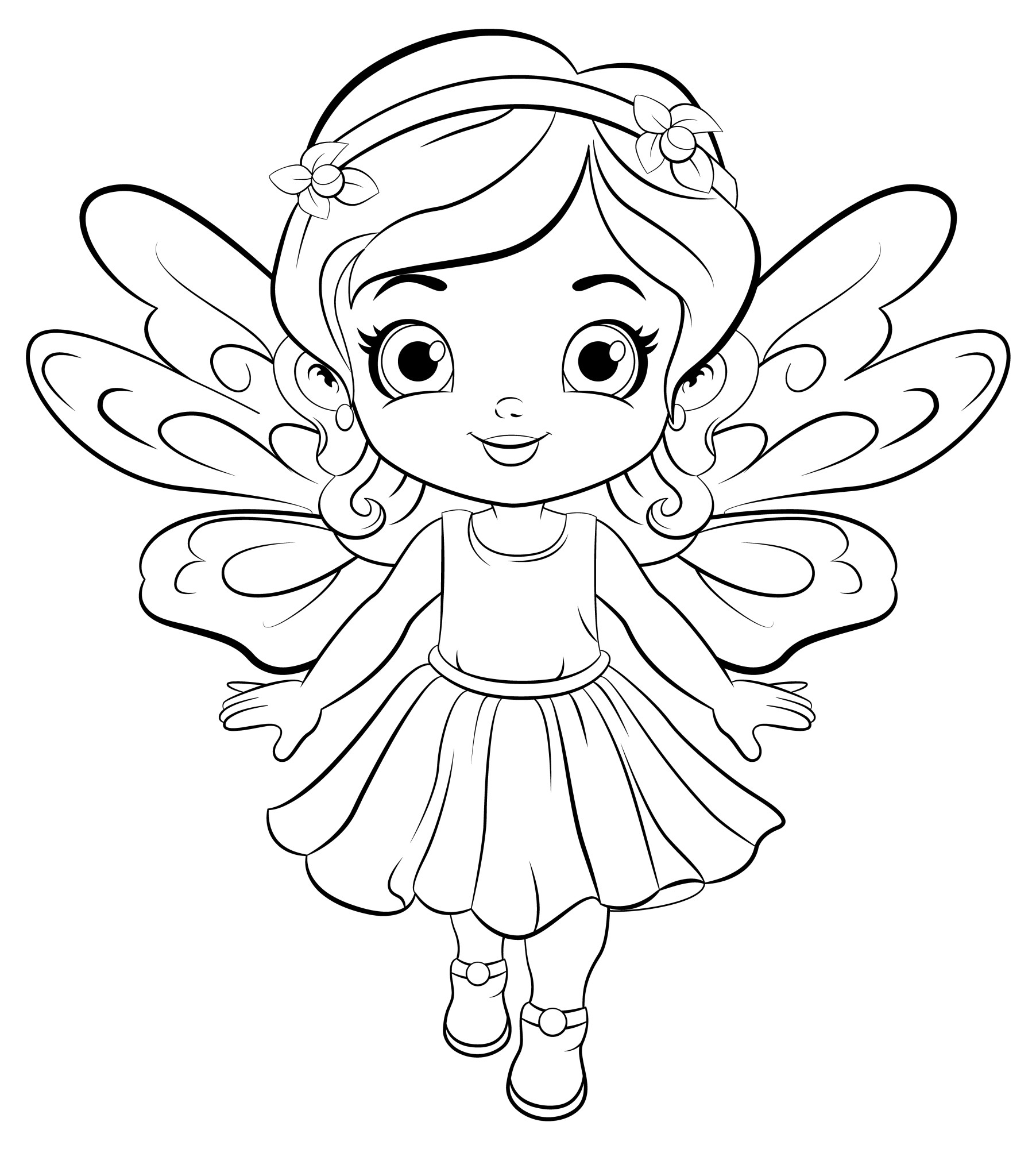 Раскраска для детей: маленькая девочка в костюме бабочка