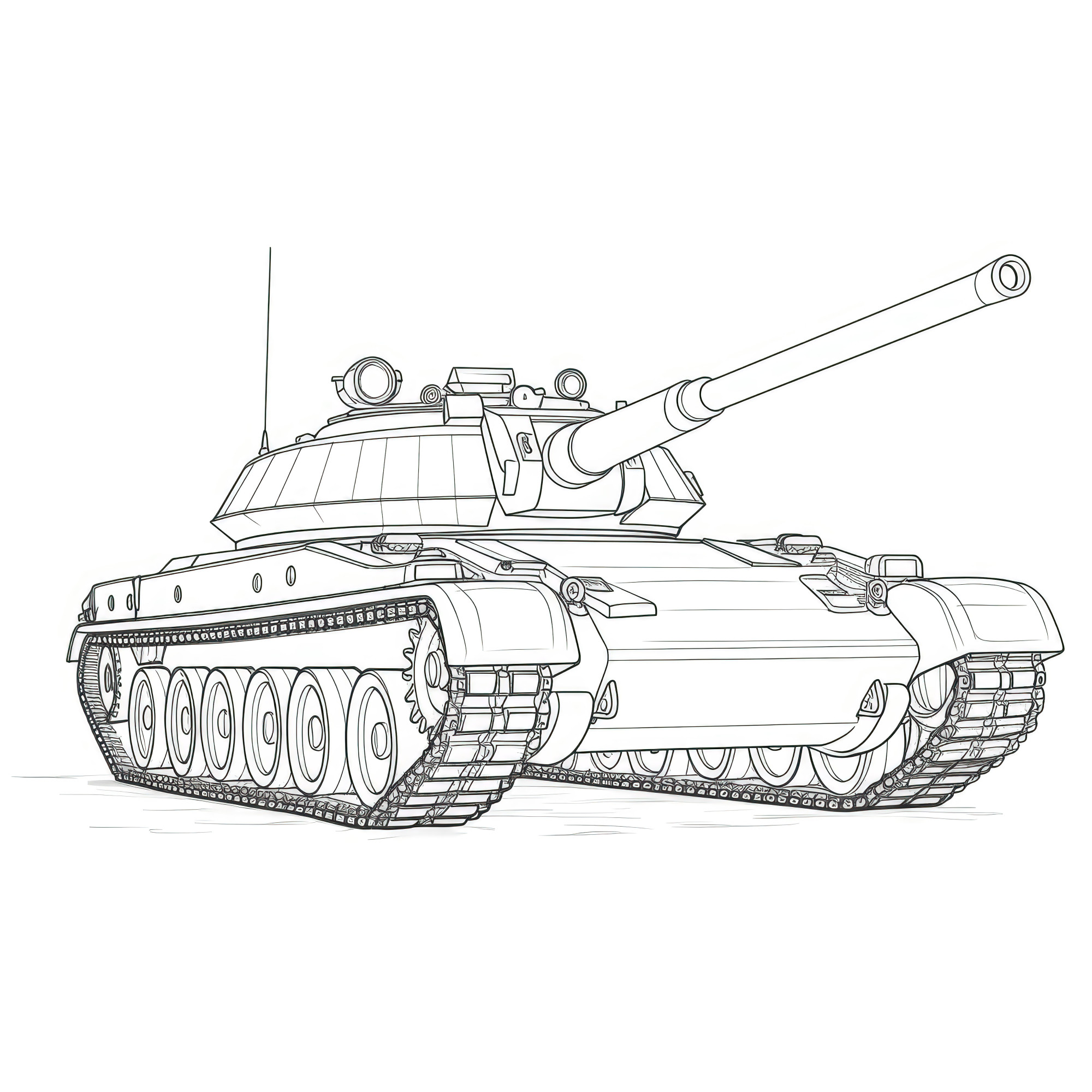 Раскраска для детей: танк «Военный ураган»