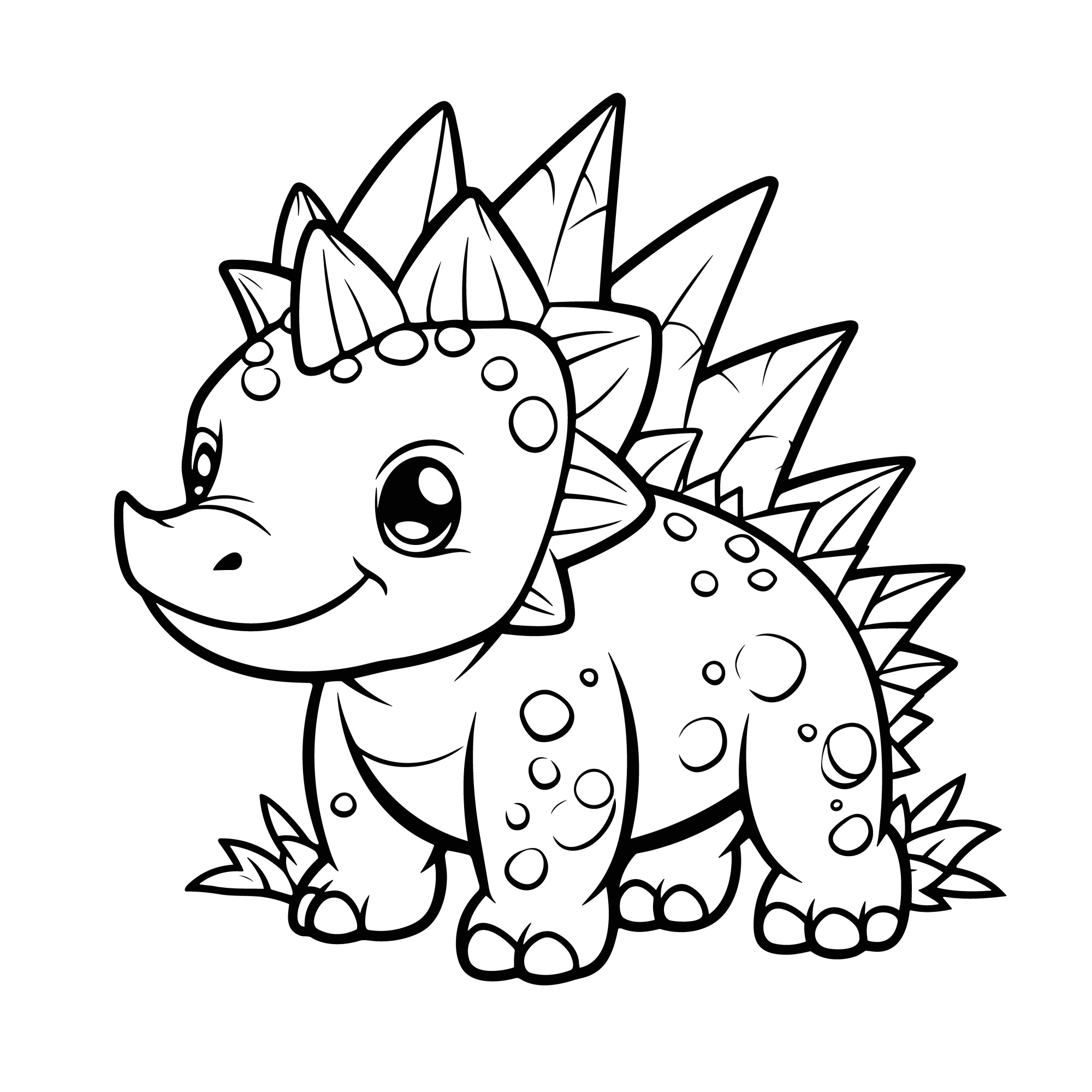 Раскраска для детей: маленький стегозавр