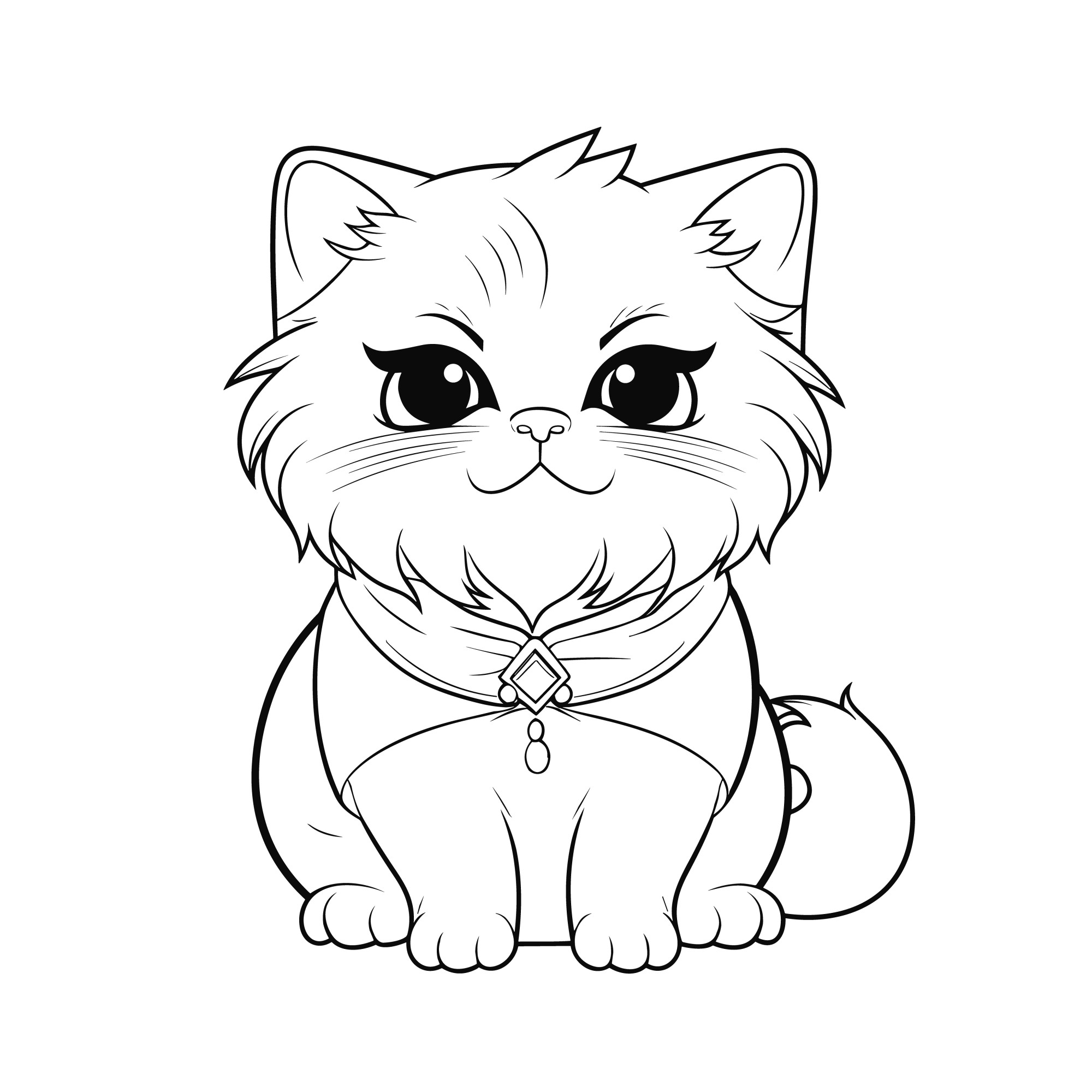 Раскраска для детей: сказочный персидский кот