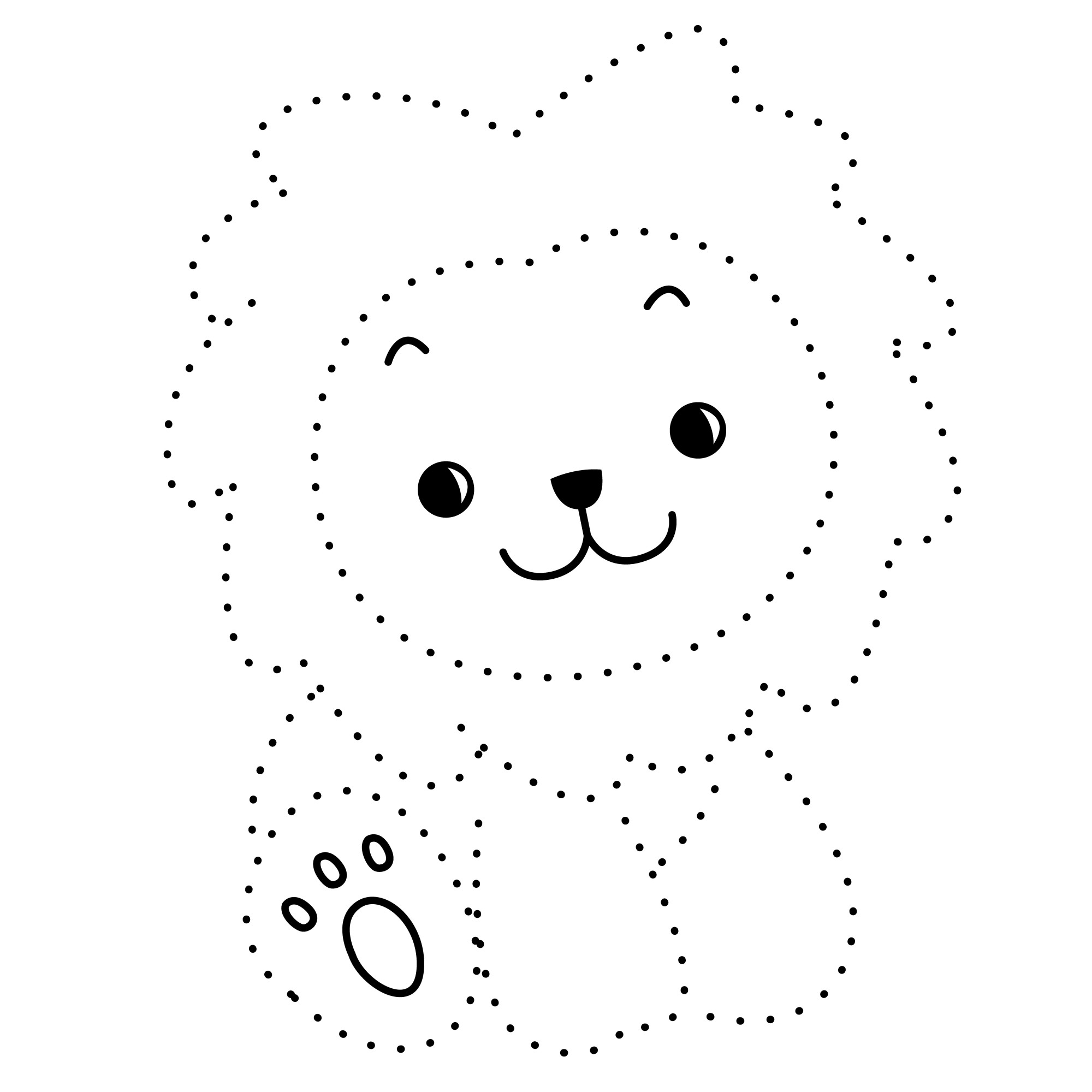 Раскраска для детей: маленький львенок по точкам