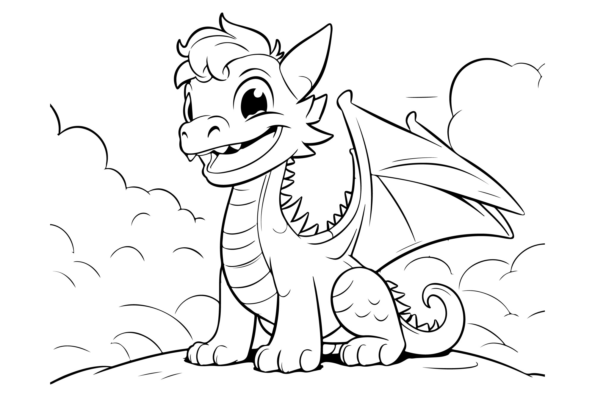 Раскраска для детей: фэнтези дракон