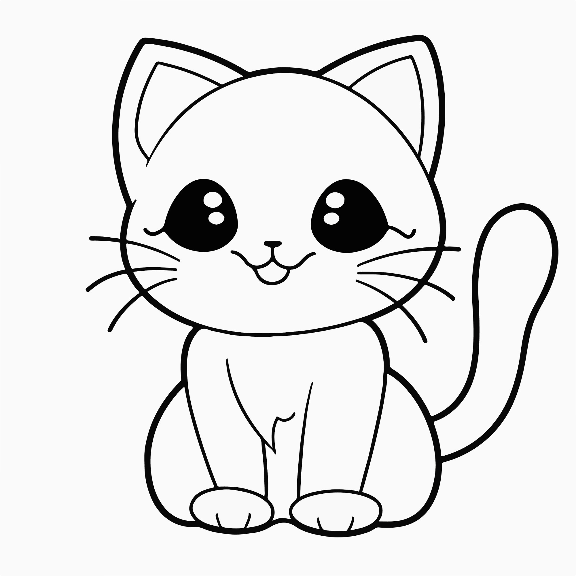 Раскраска для детей: аниме котенок с большими глазами