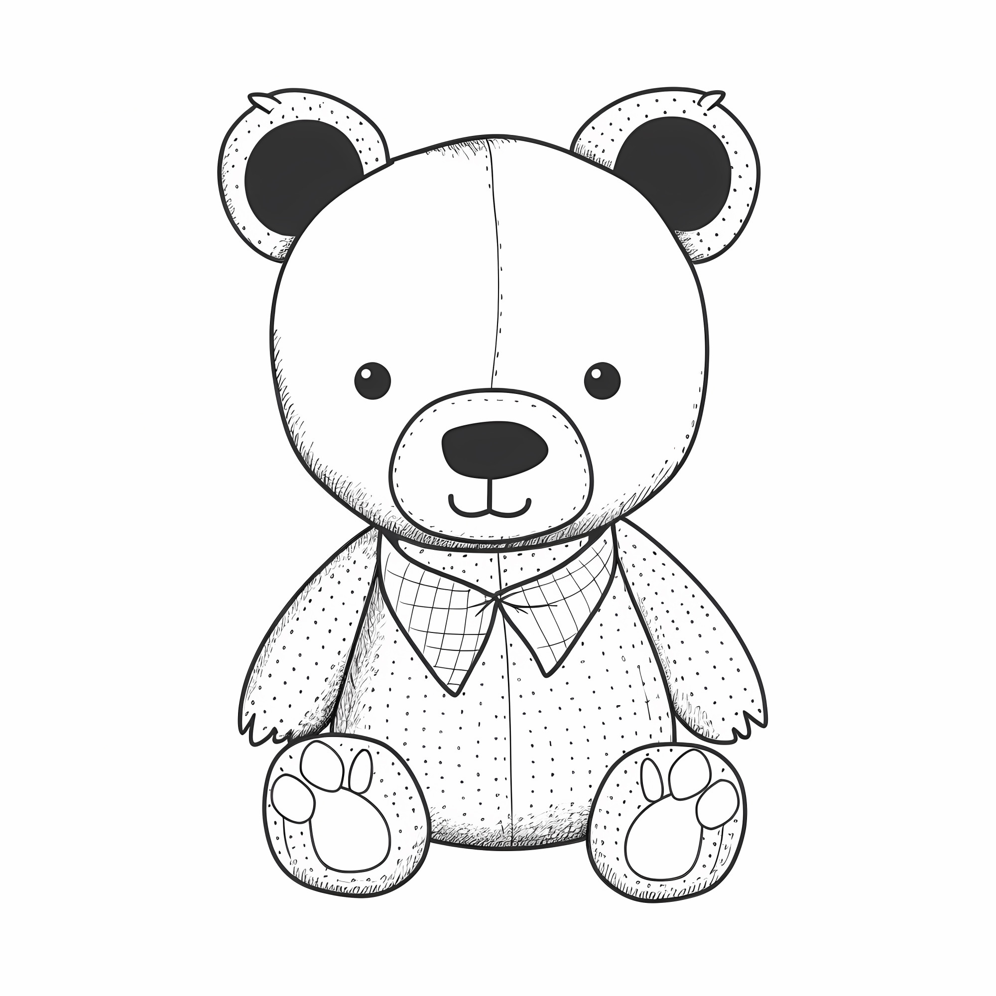 Раскраска для детей: игрушка плюшевый медведь в костюме