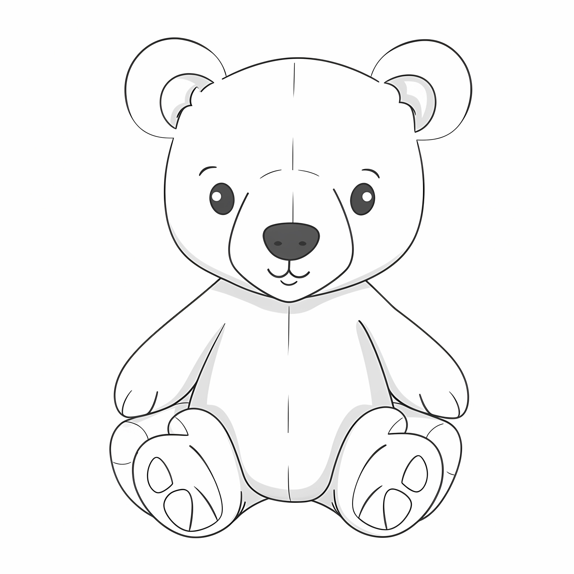 Раскраска для детей: игрушка плюшевого медведя с ушками