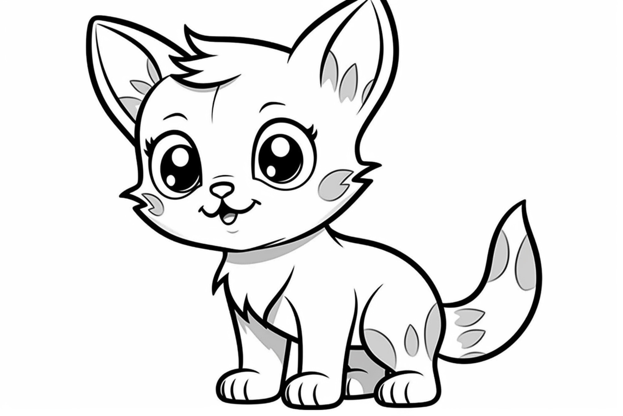 Раскраска для детей: котенок с большими глазами