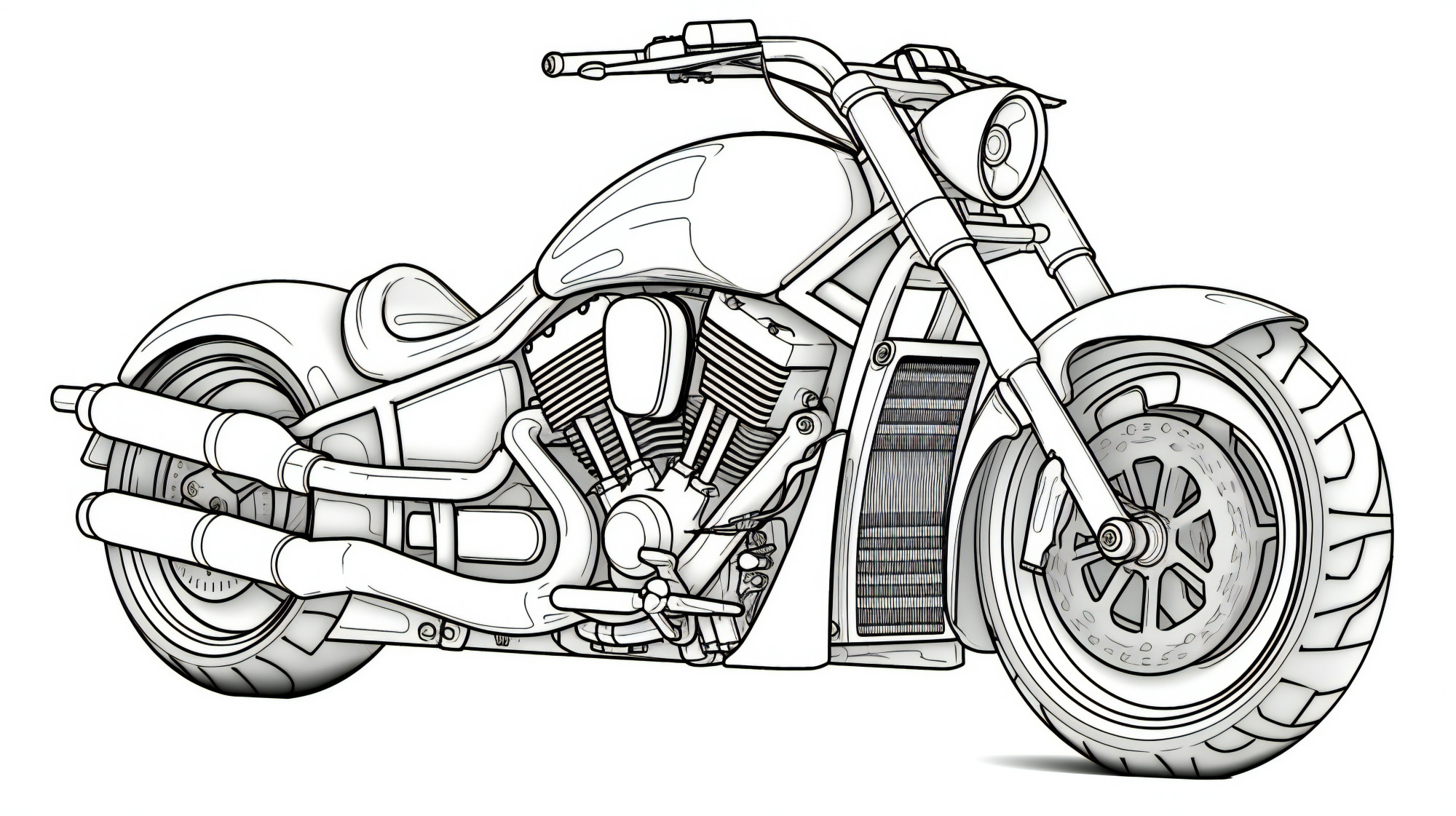 Раскраска для детей: мощный мотоцикл