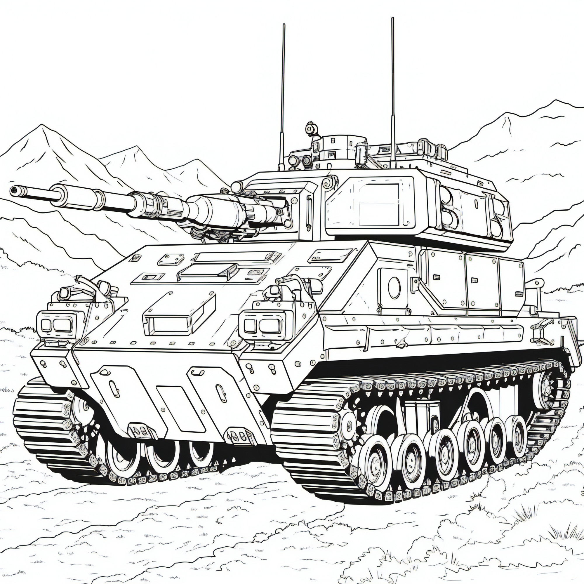 Раскраска для детей: танк «Трансформер»