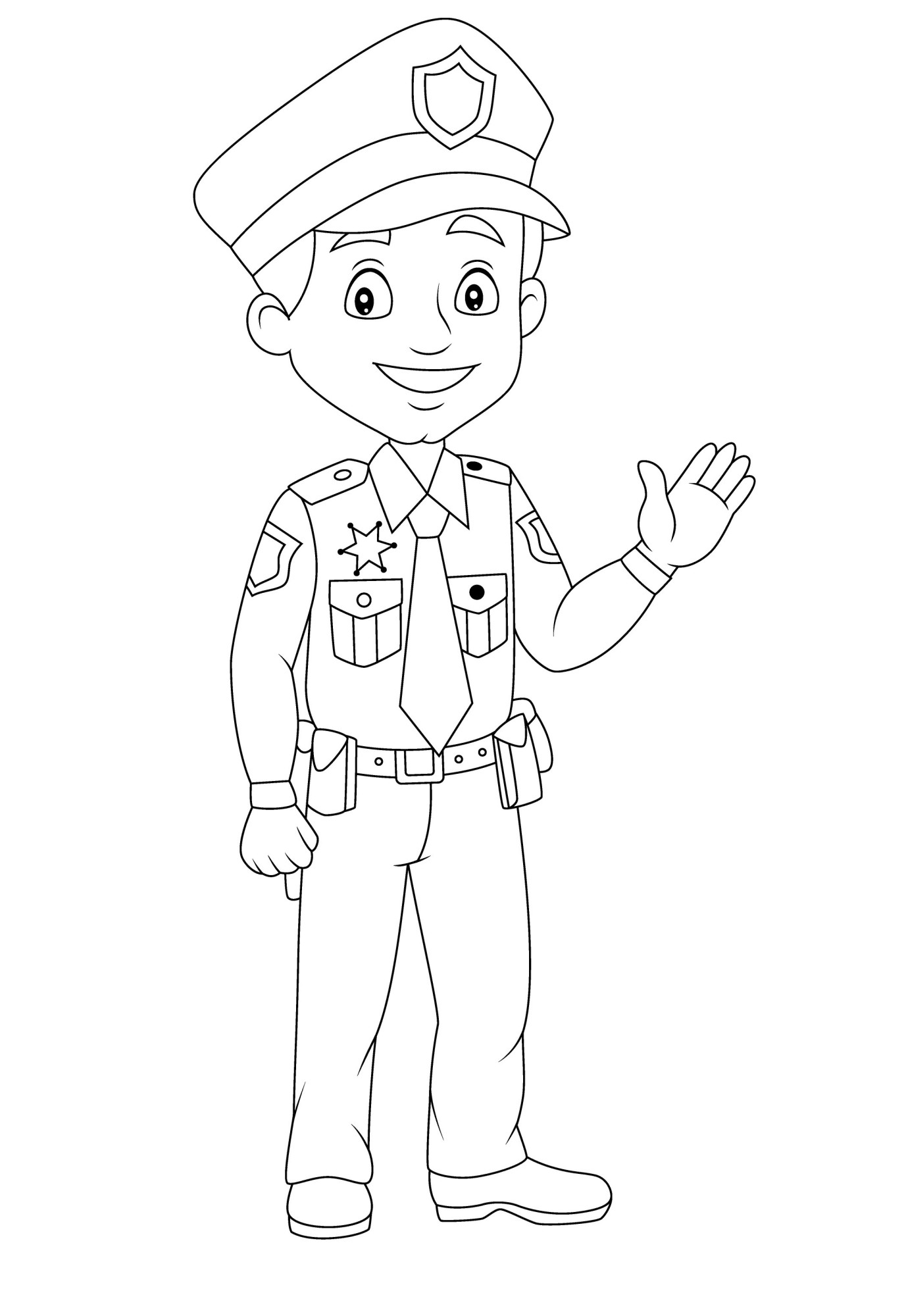 Раскраска для детей: полицейский в форме