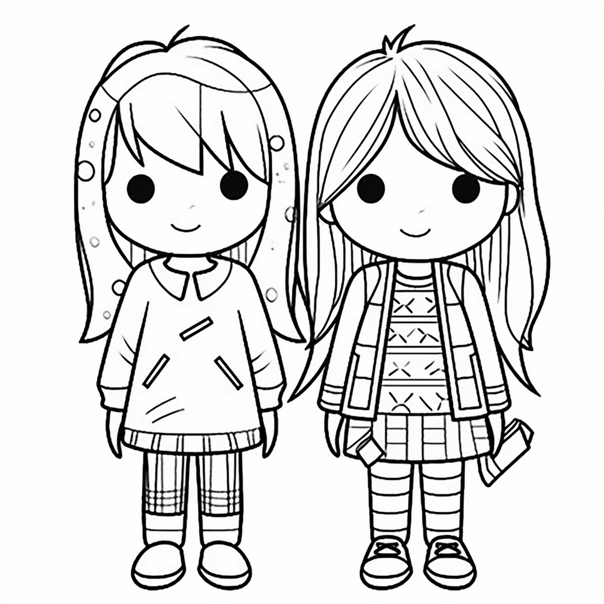 Раскраска для детей: куклы девочек «Добрая подружка»