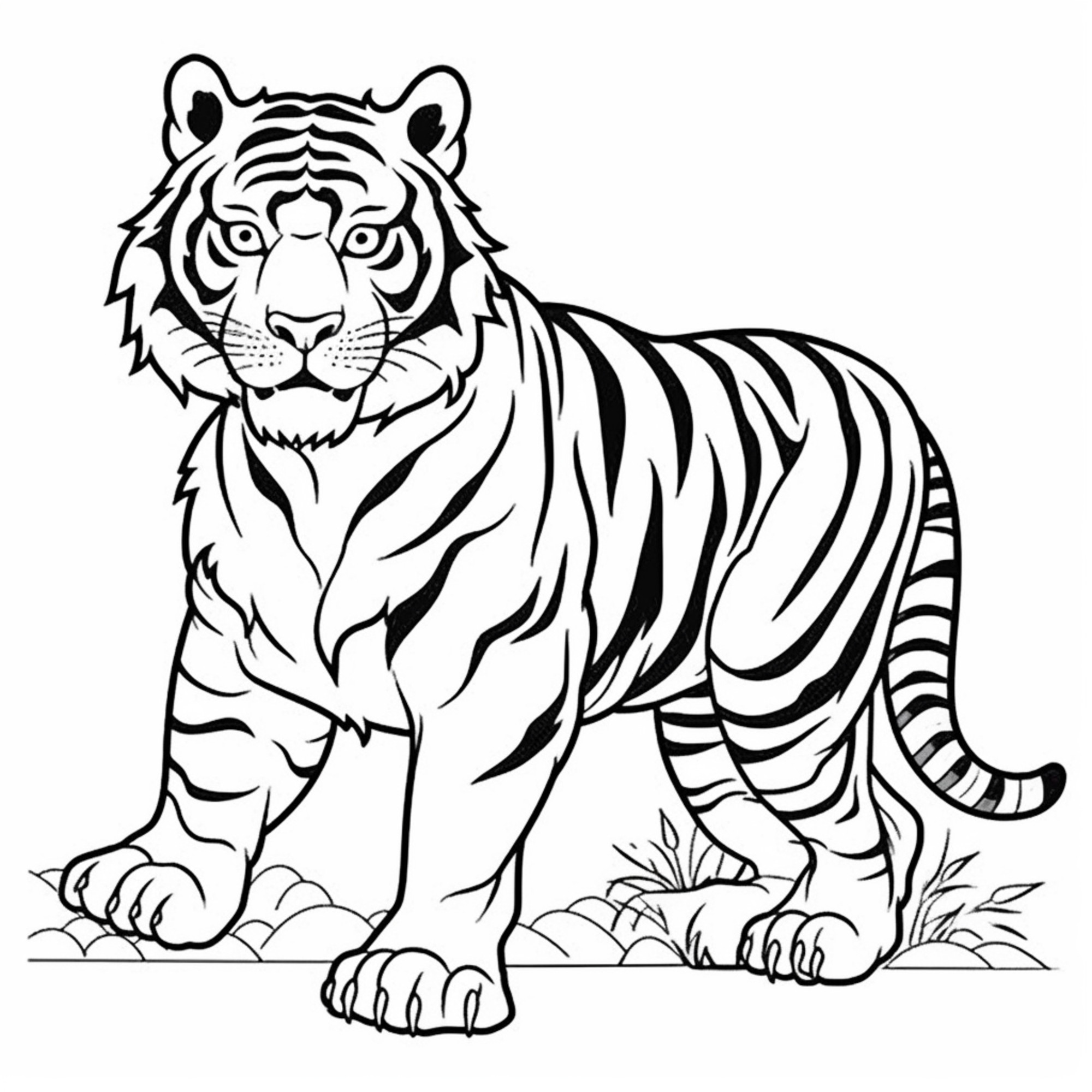 Раскраска для детей: полосатый тигр