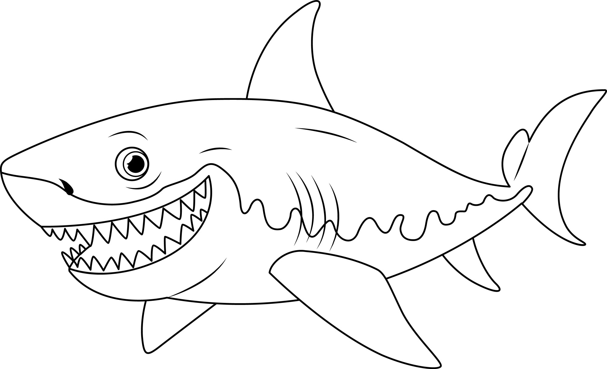 Раскраска для детей: большая белая акула