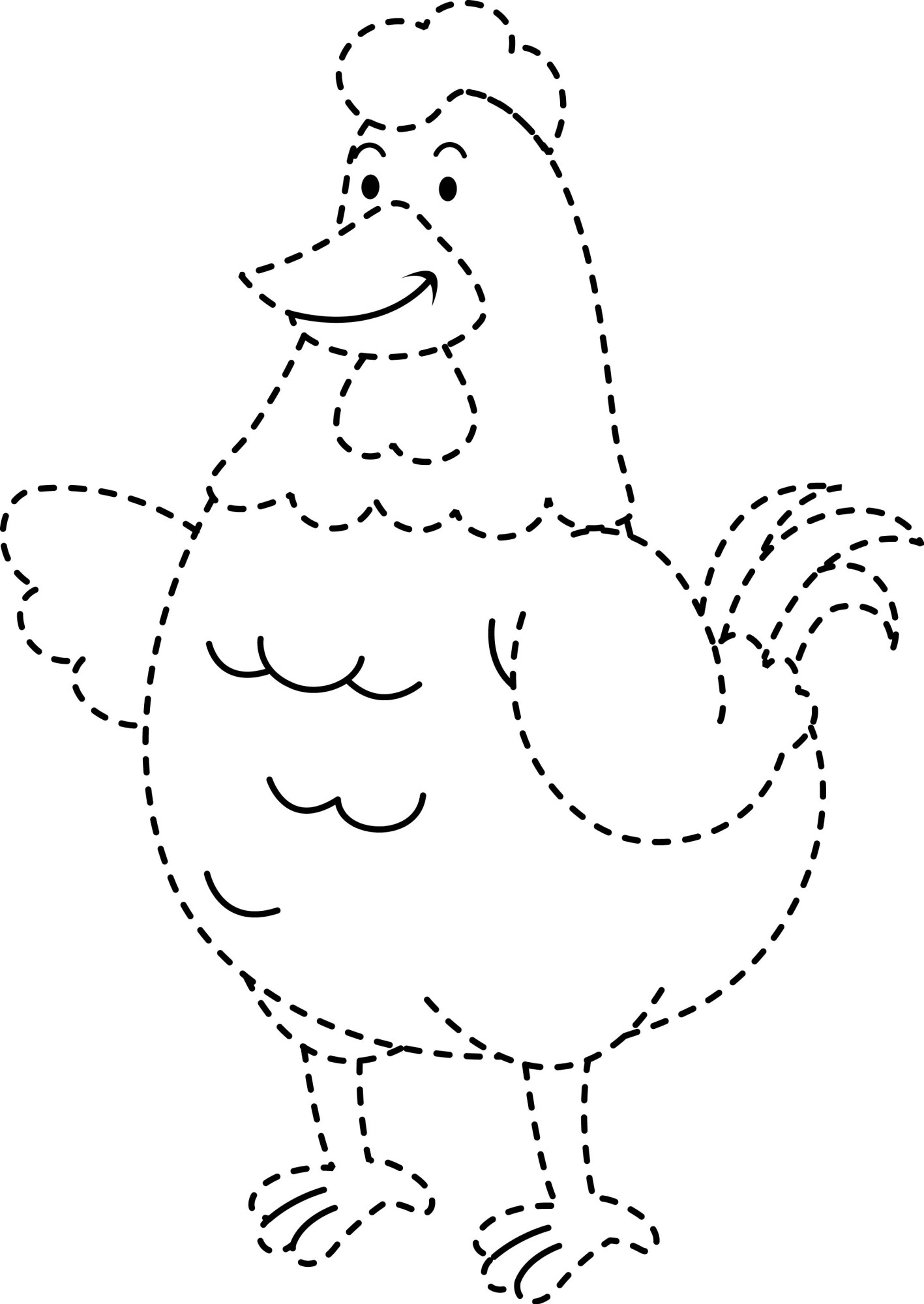Раскраска для детей: курица по точкам