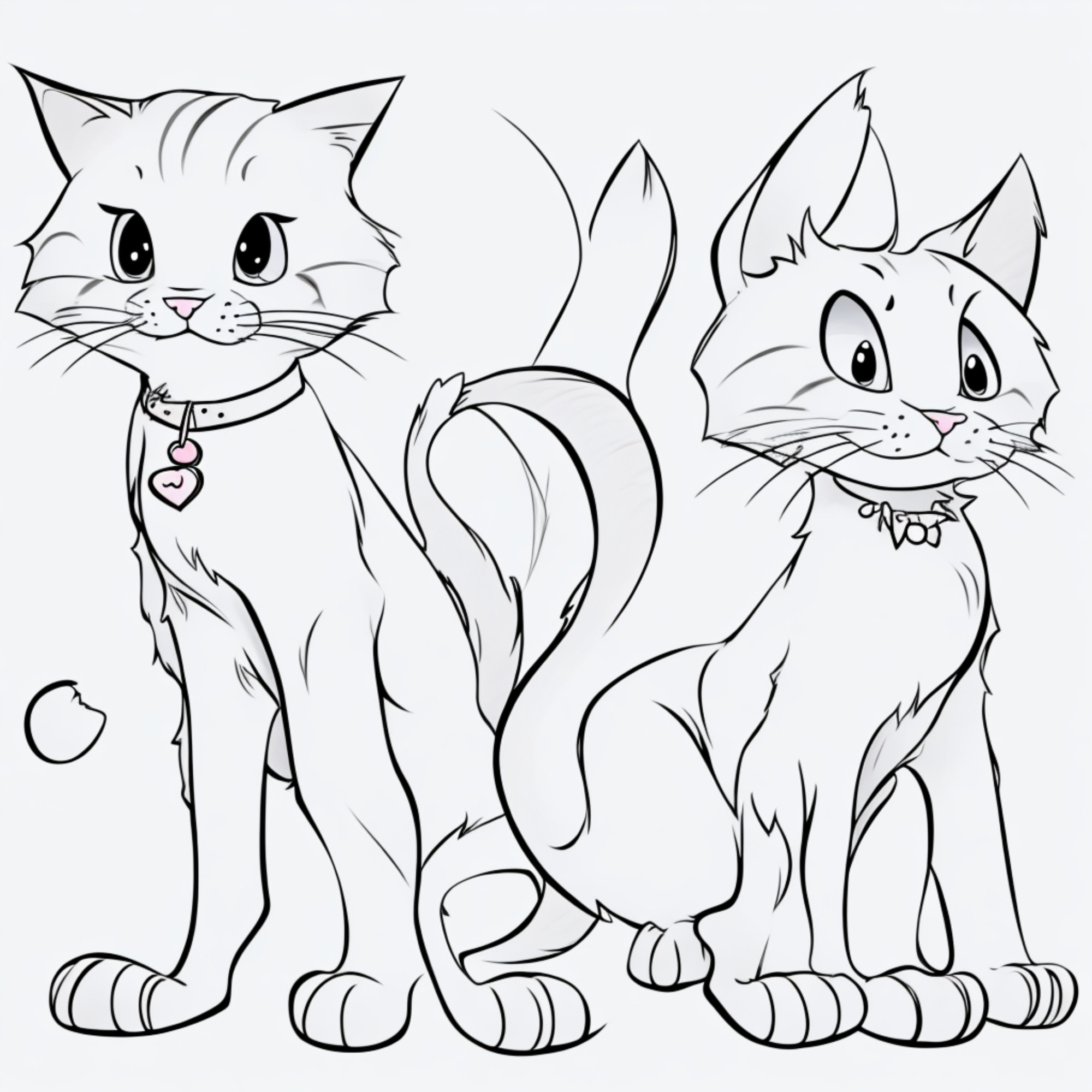 Раскраска для детей: взрослые кот и кошка