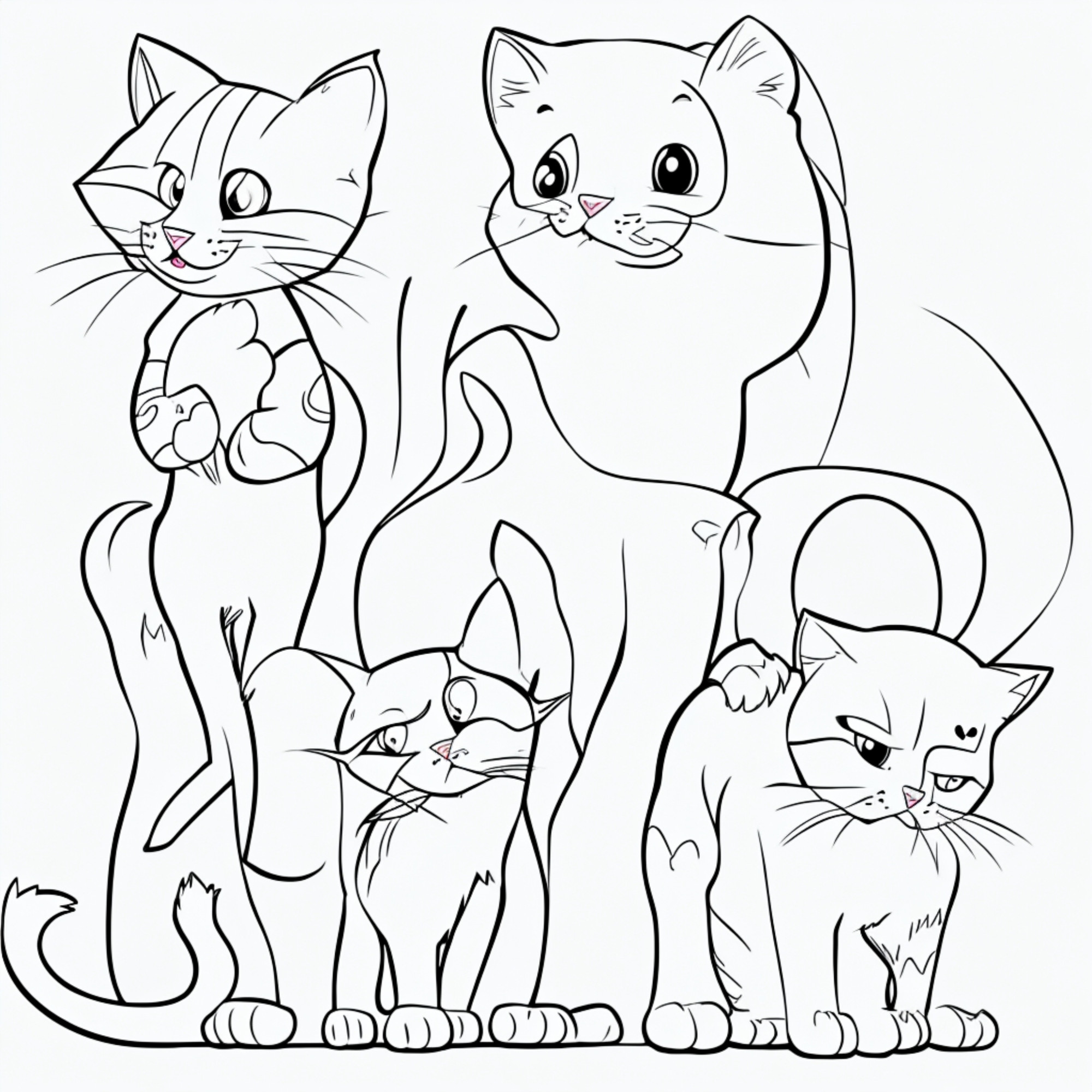 Раскраска для детей: необычные коты и кошки