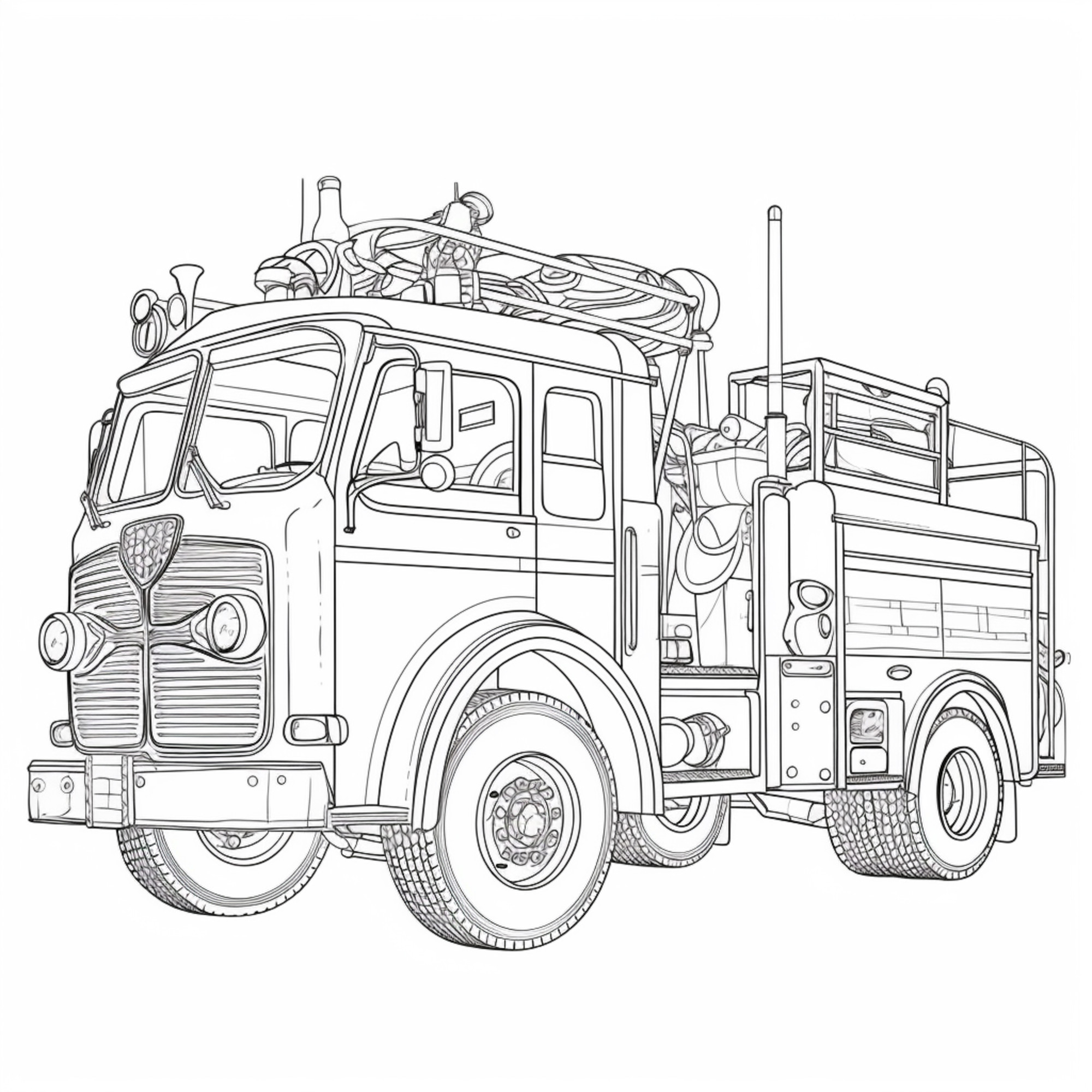 Раскраска для детей: пожарная машина «Огнедымка»