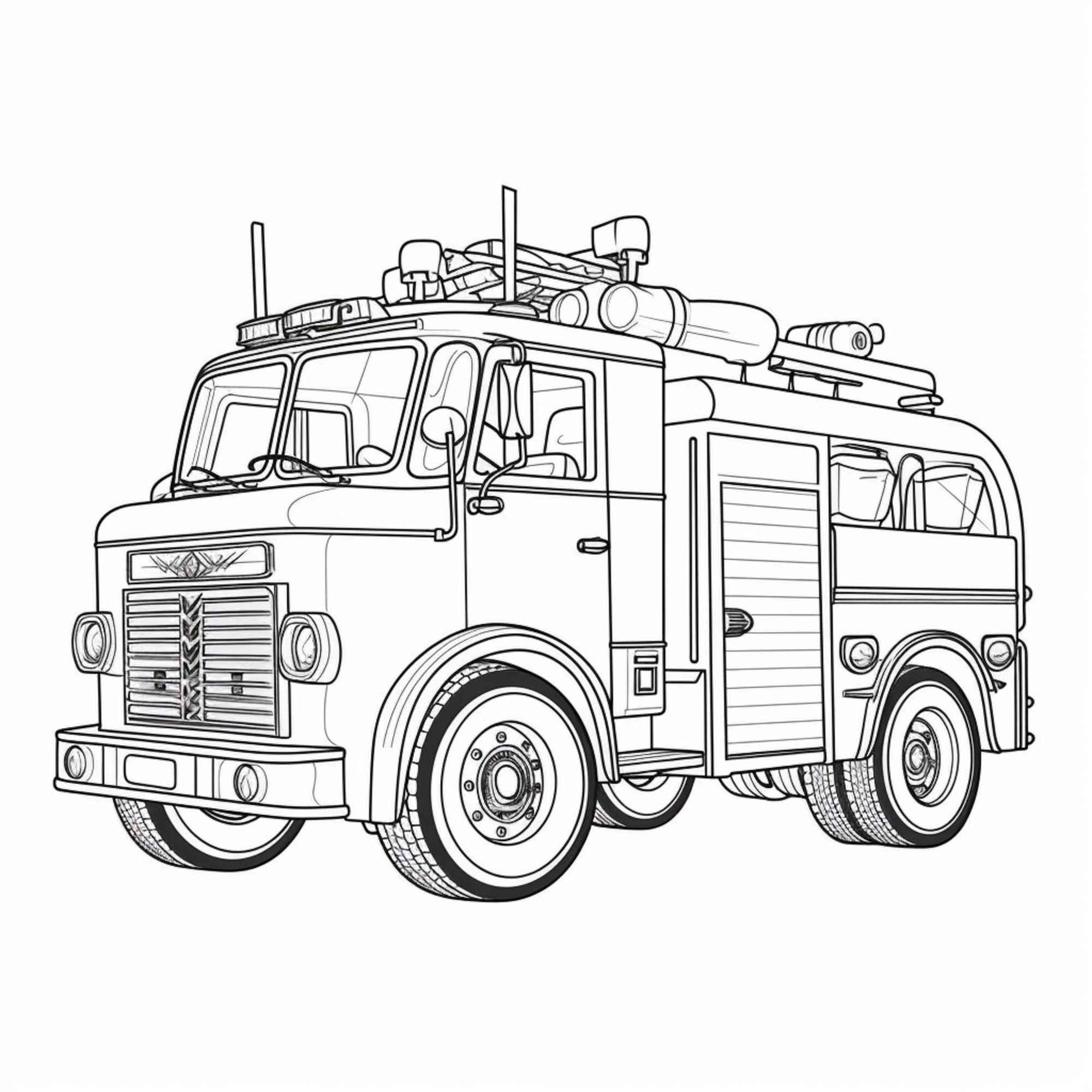 Раскраска для детей: пожарный автомобиль «Пожарный герой»