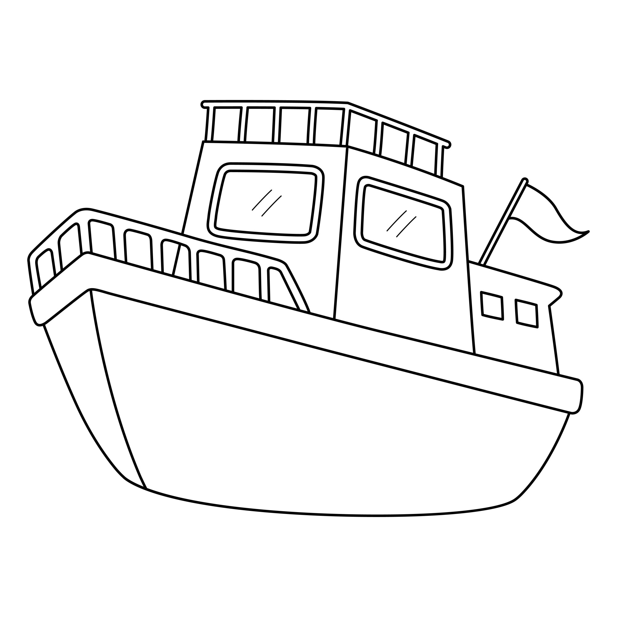 Раскраска для детей: яхта с флагом на борту