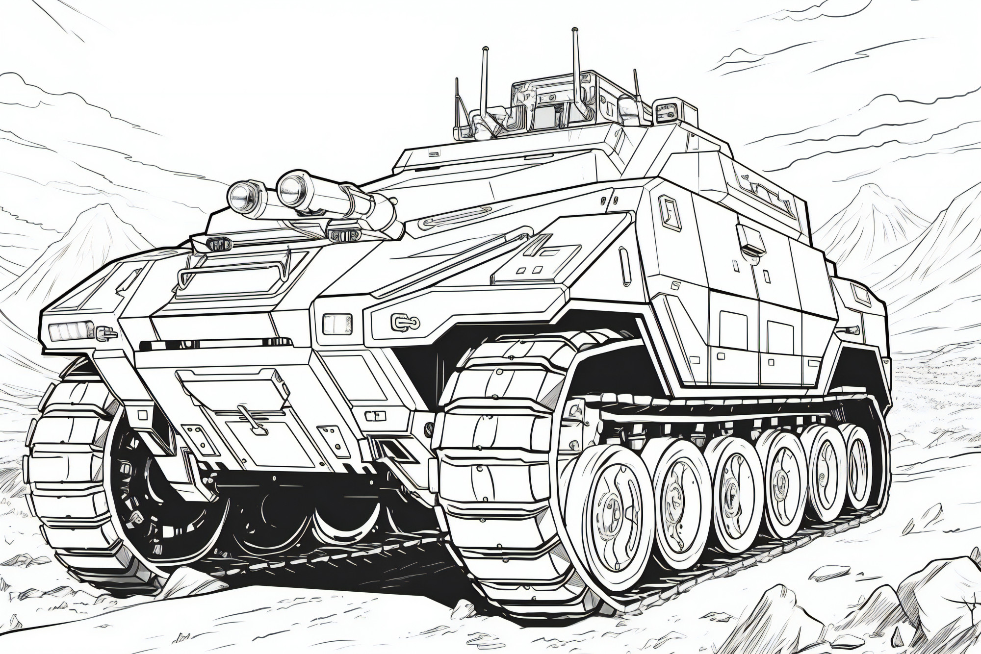 Раскраска для детей: танк «Огневой астероид»