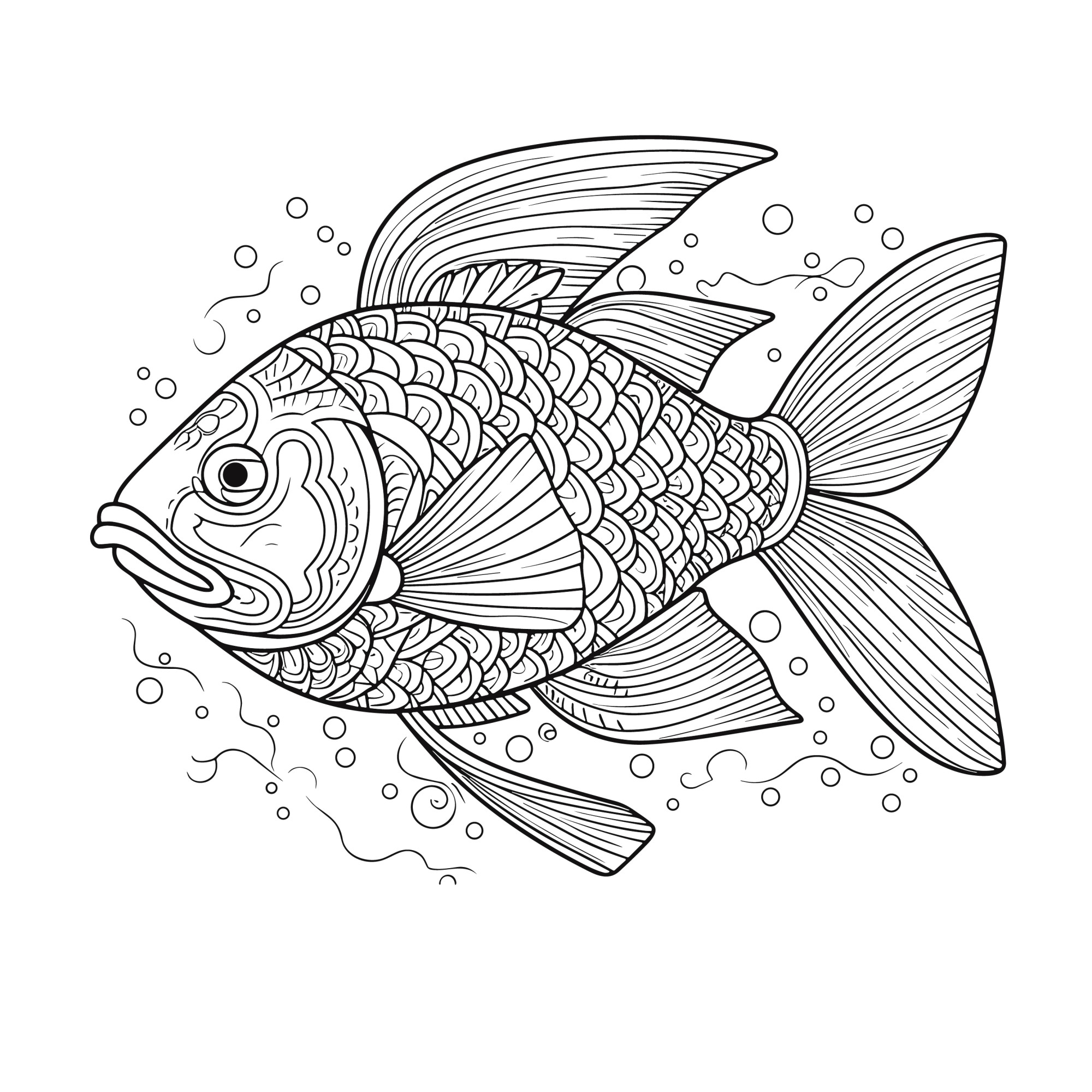 Раскраска для детей: золотая рыбка