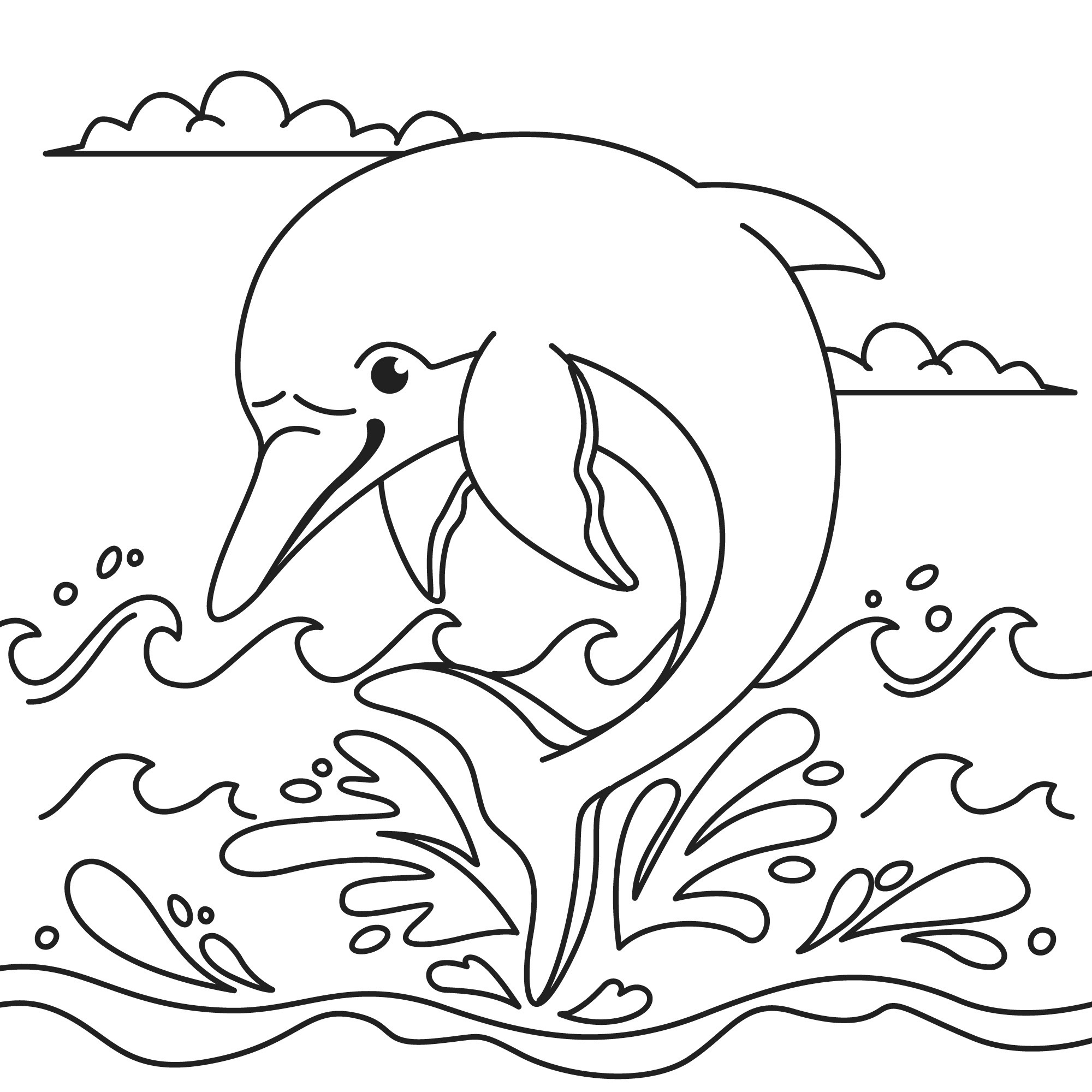 Раскраска для детей: дельфин «Дыханье океана»