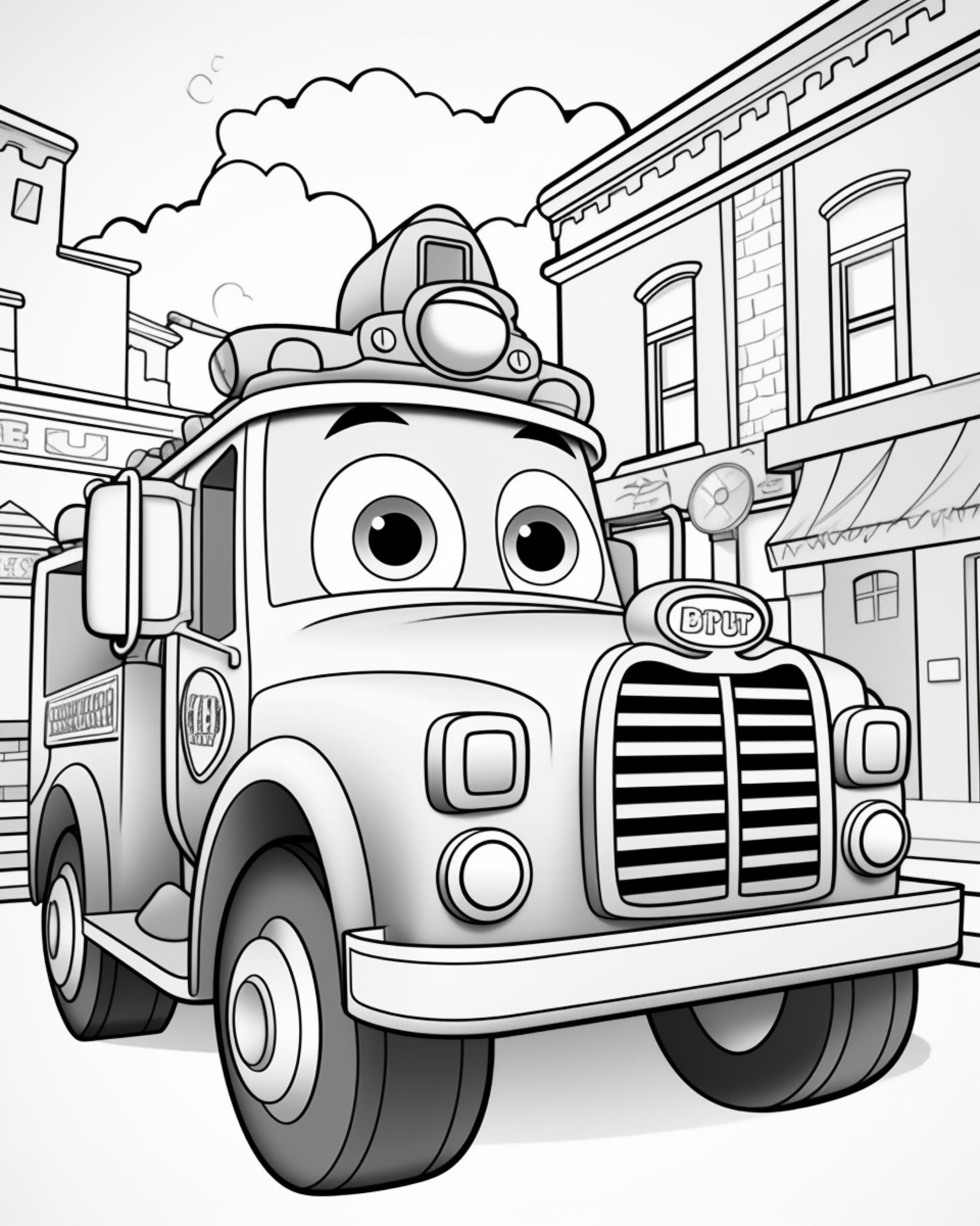 Раскраска для детей: пожарная машина «Пожарный штурм»